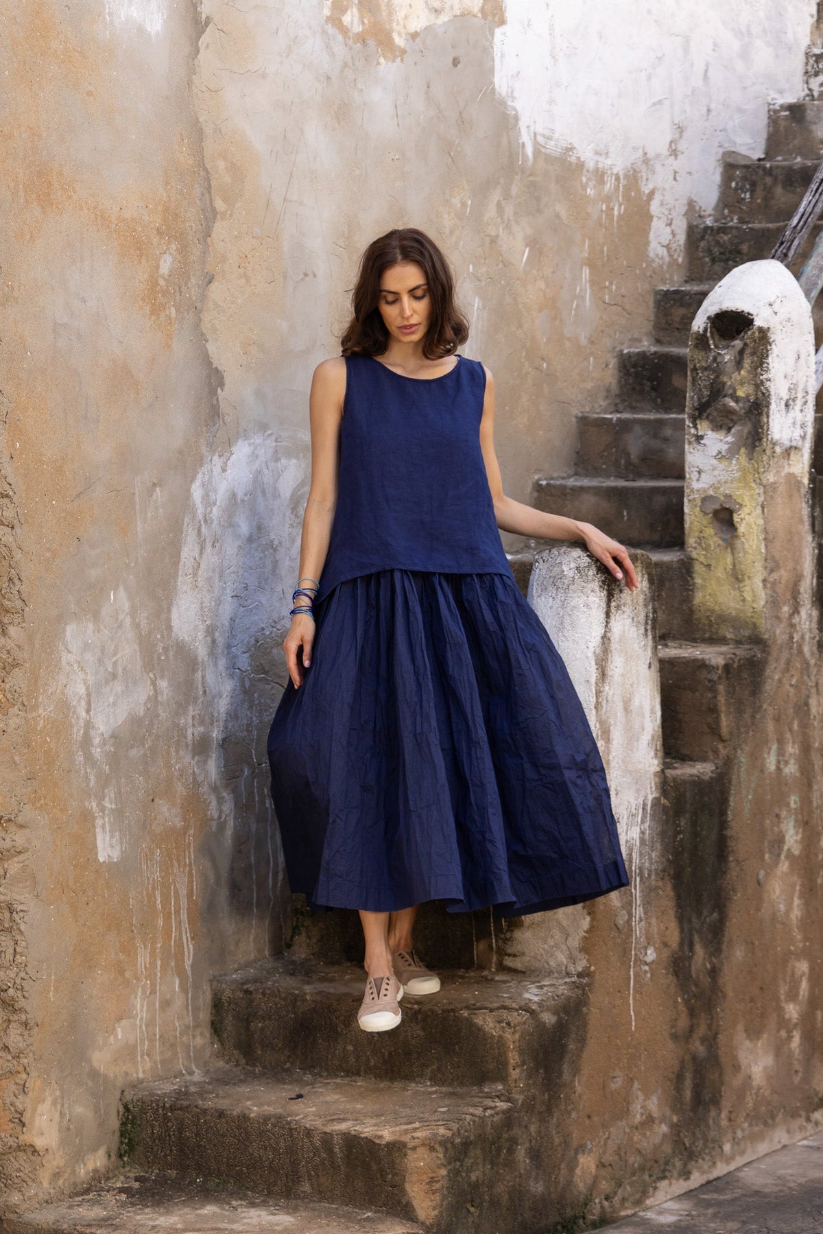 Taji Top - Linen - Indigo