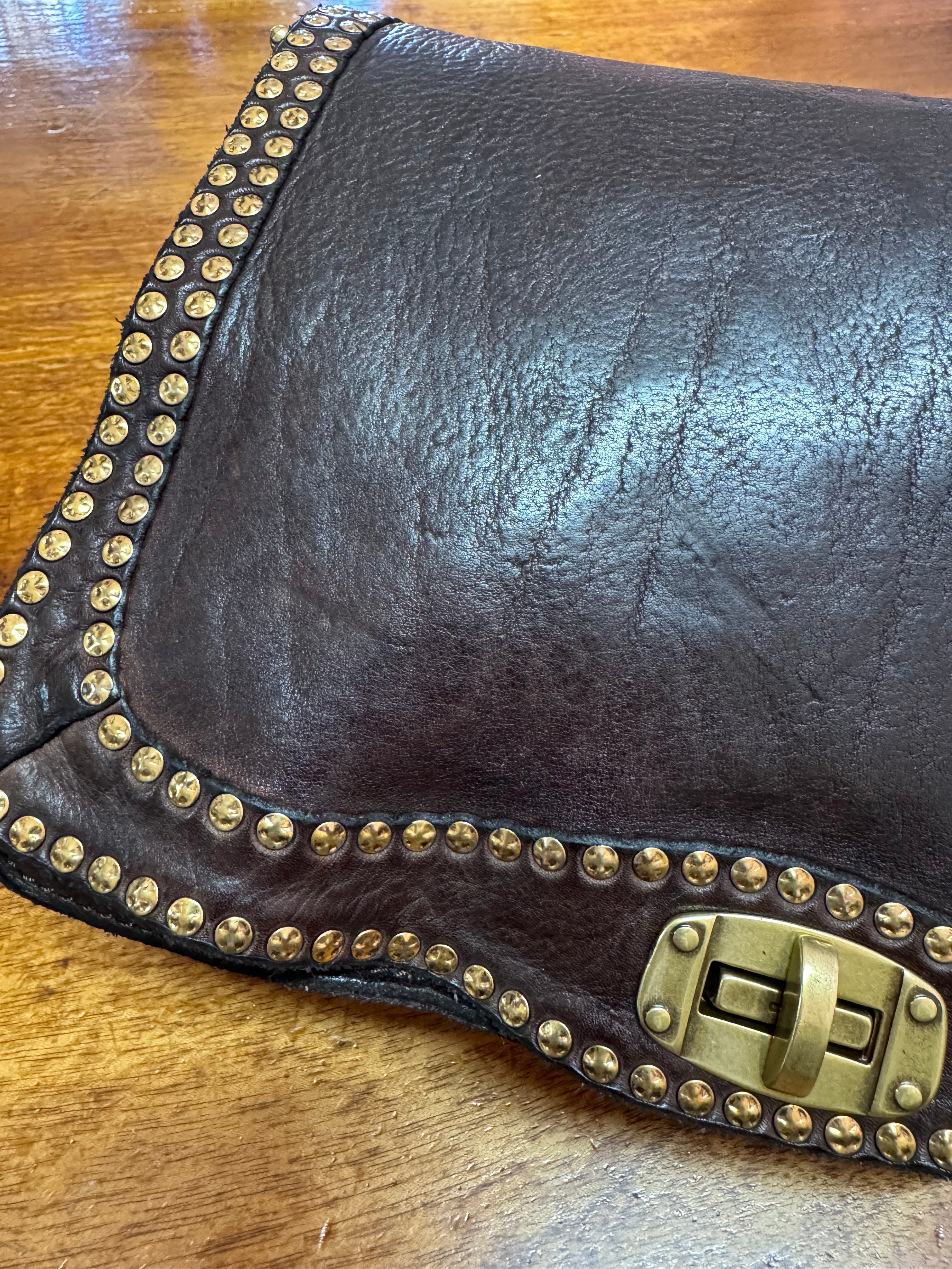 Kura shoulder/crossbody Bag with studs - Brown
