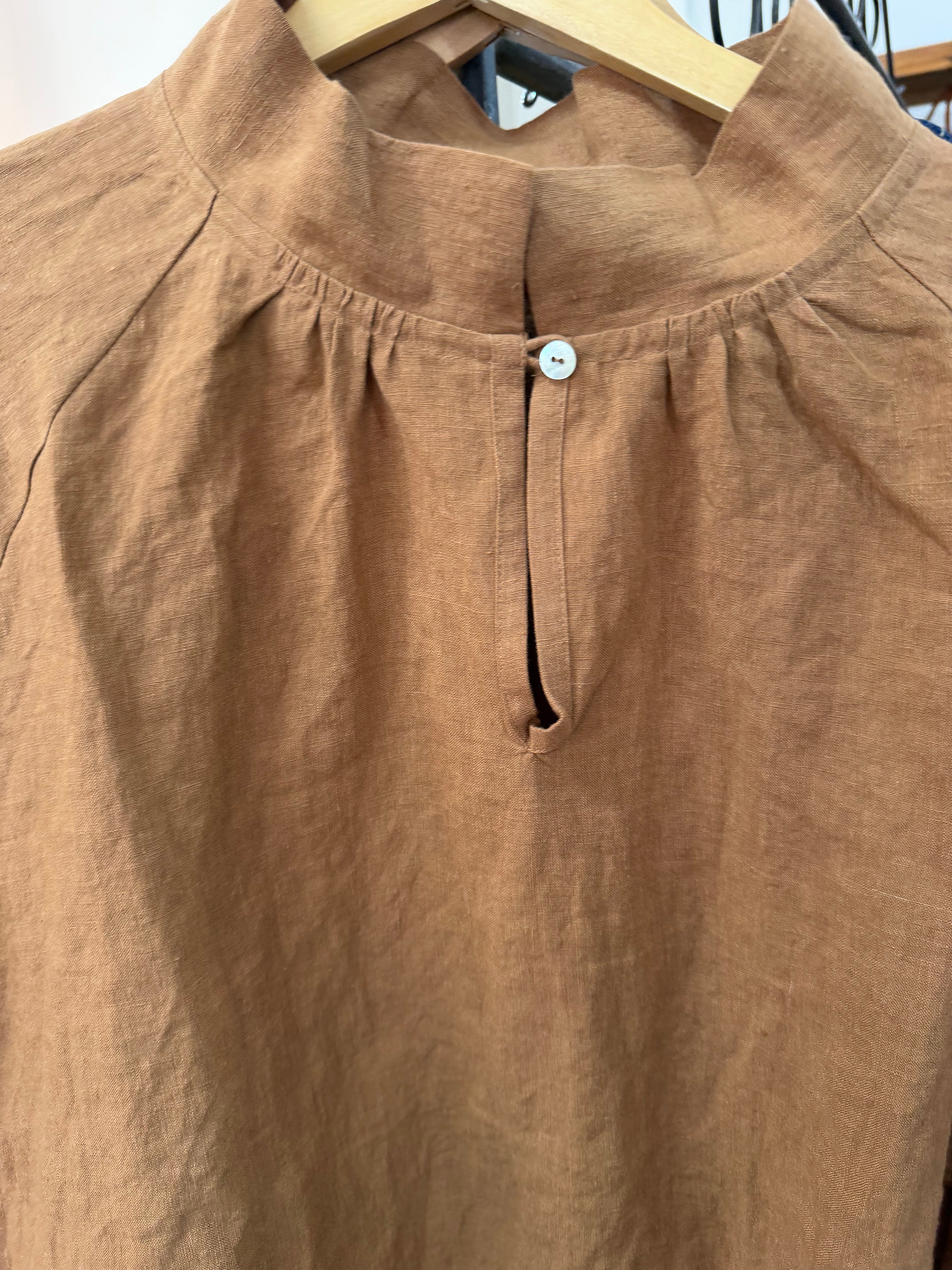 Aurora linen twill Smock - tobacco