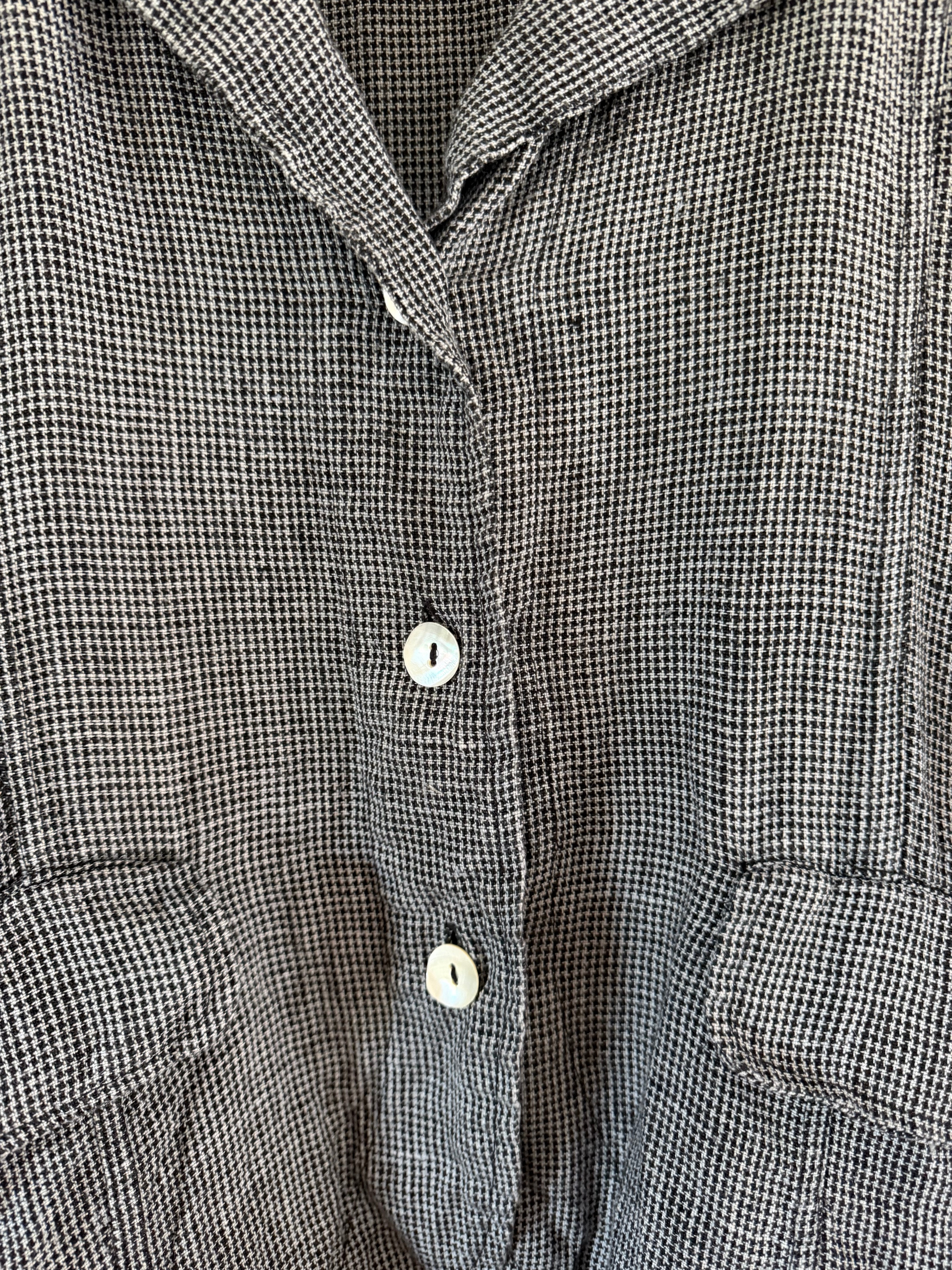 Pre-loved MegbyDesign houndstooth Henri linen jacket blue