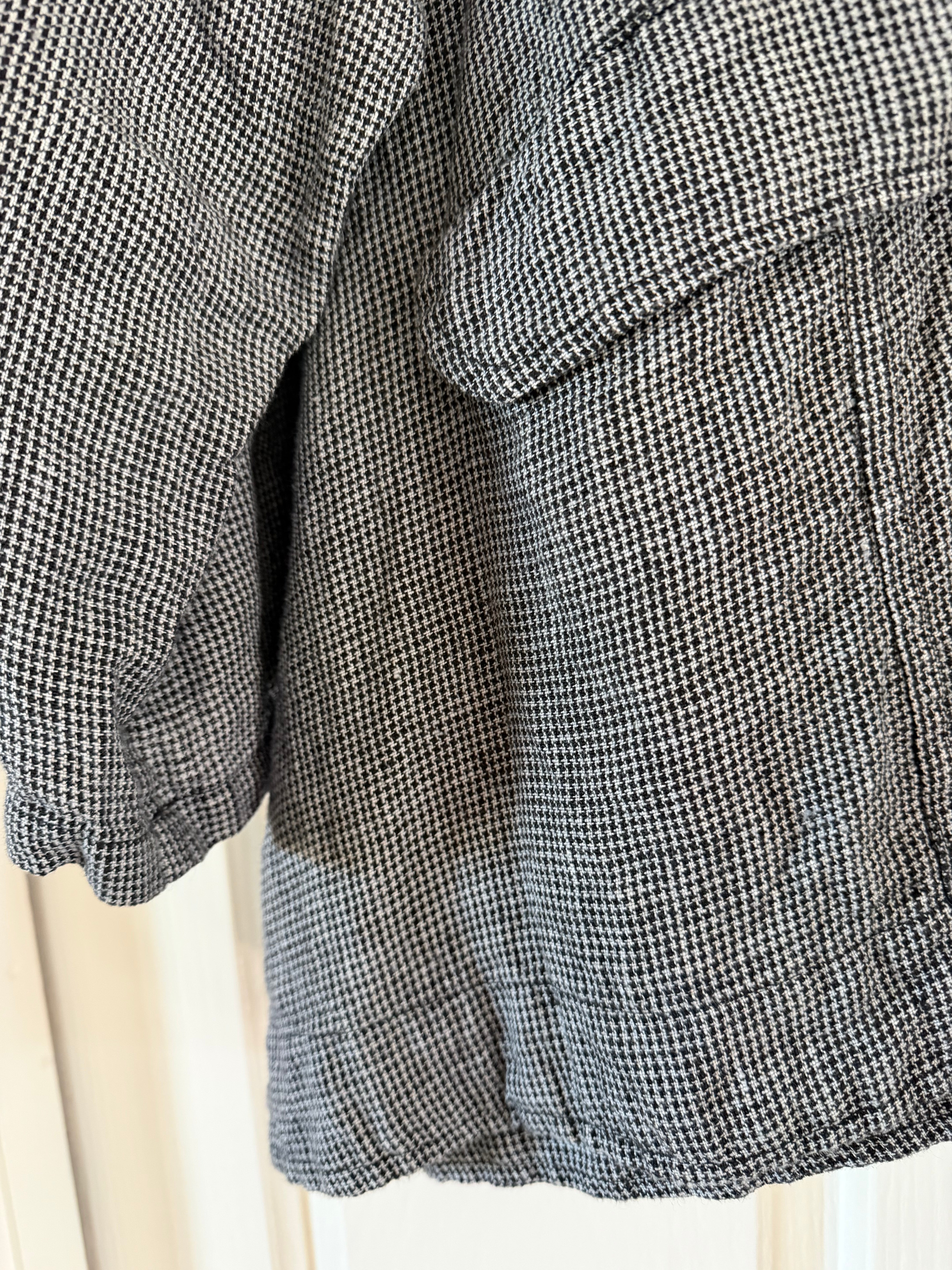 Pre-loved MegbyDesign houndstooth Henri linen jacket blue