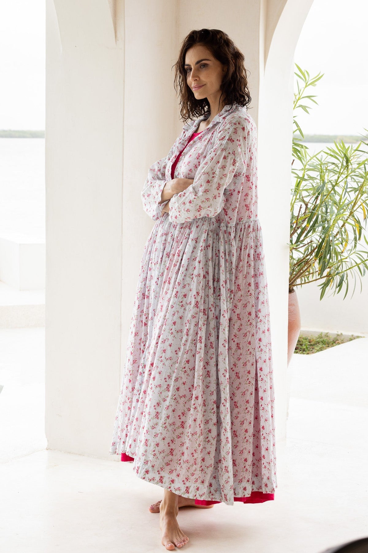 EDITH DRESS - COTTON VOILE blue floral