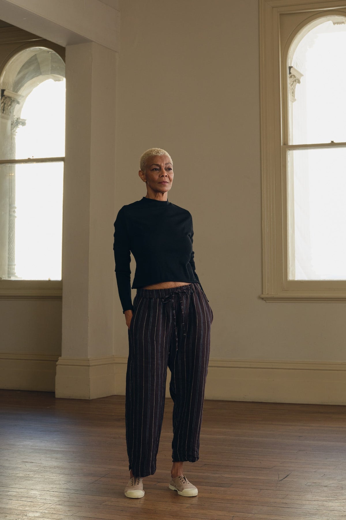 Léon Pant - Linen brown stripe