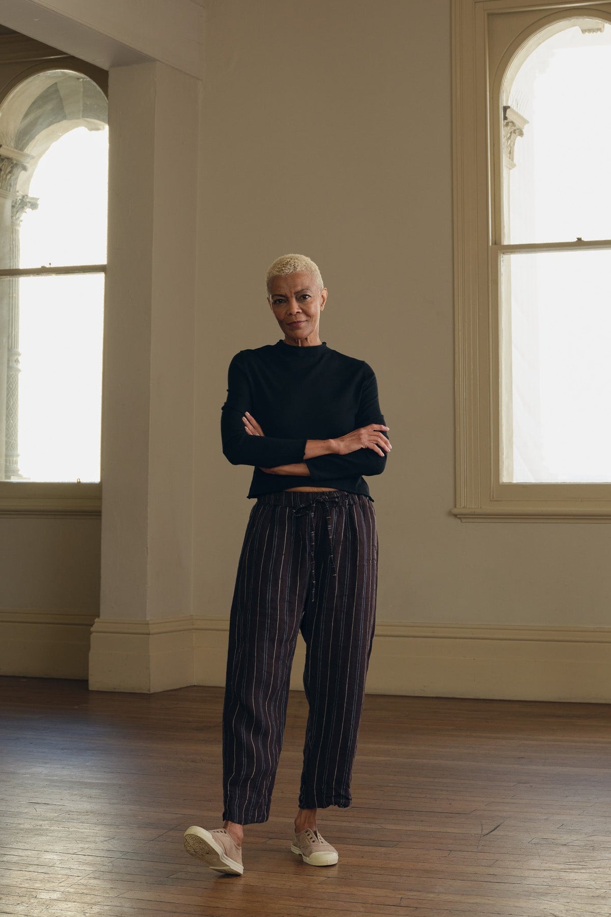 Léon Pant - Linen brown stripe