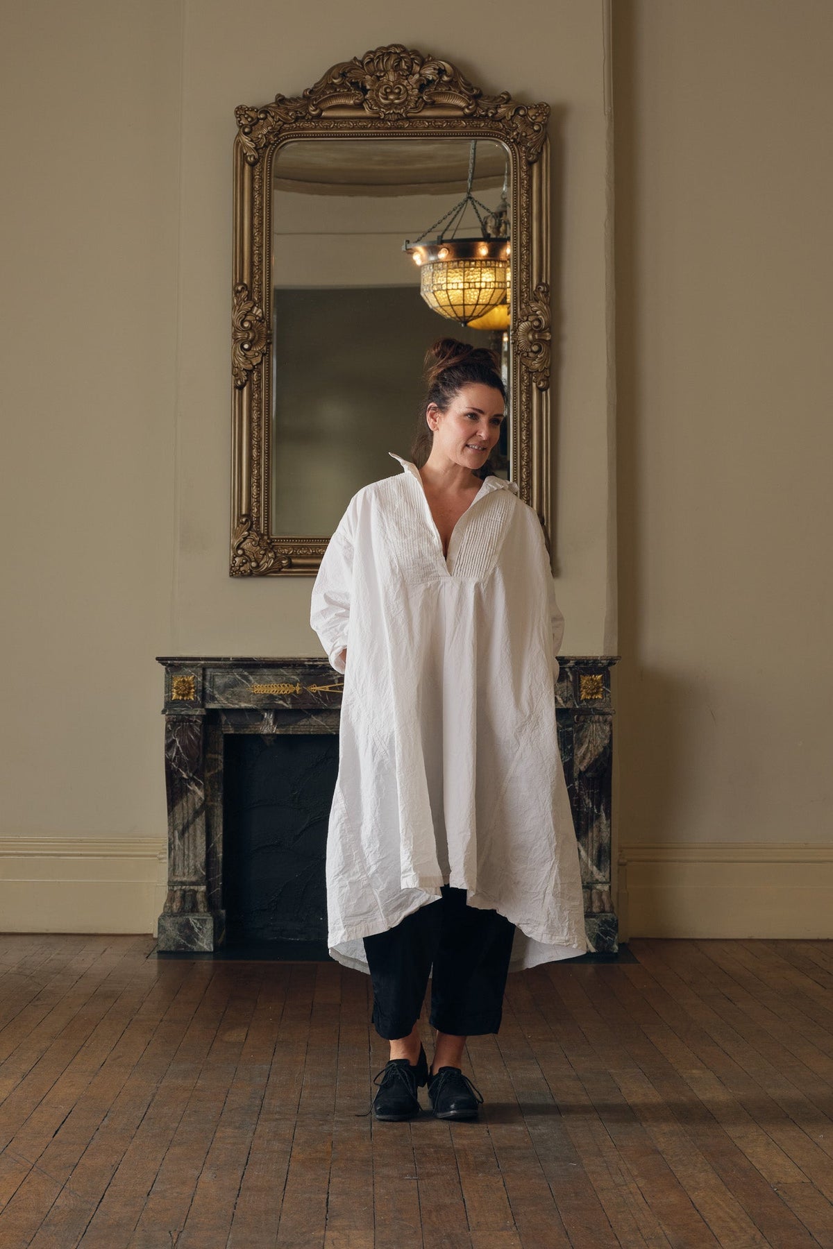 Marcel Tuxedo Dress - Cotton Poplin white