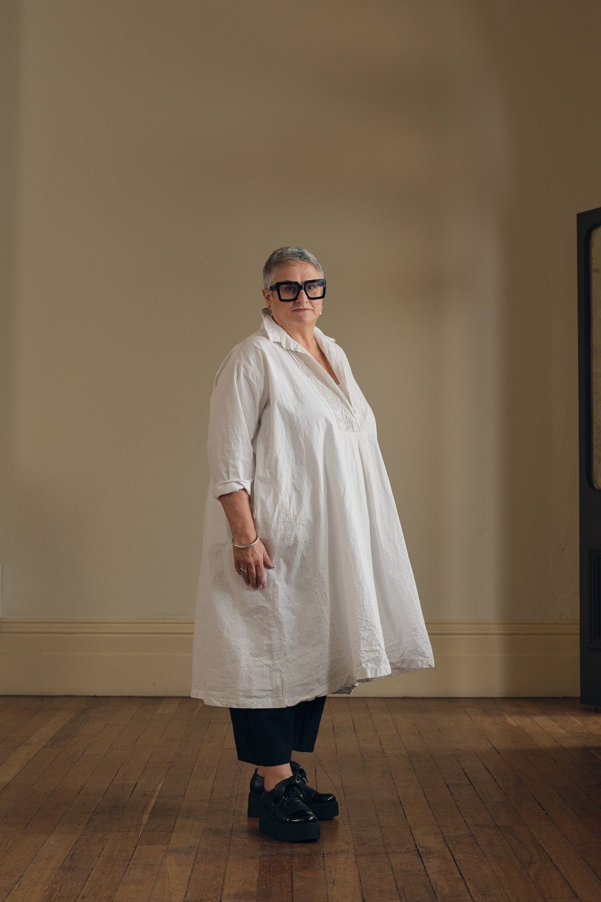 Marcel Tuxedo Dress - Cotton Poplin white