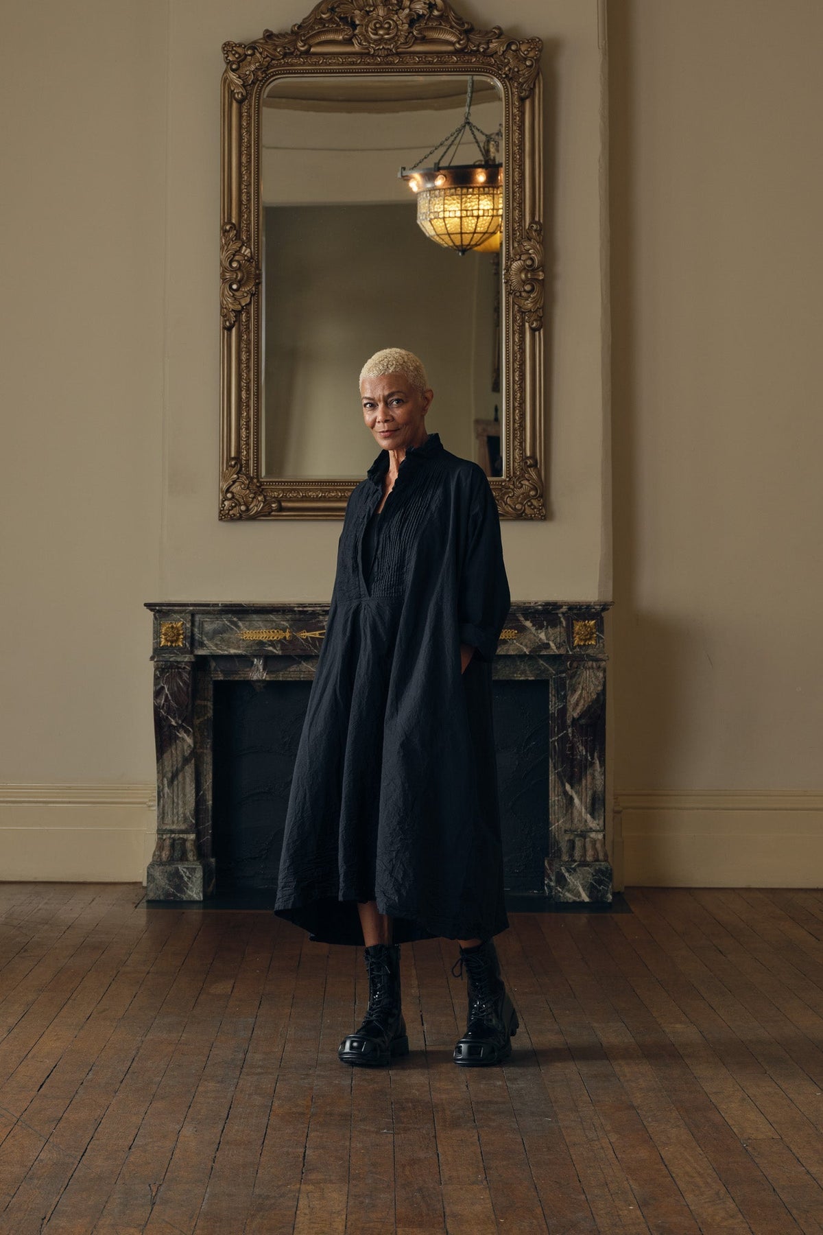 Marcel Tuxedo Dress - Cotton Poplin black