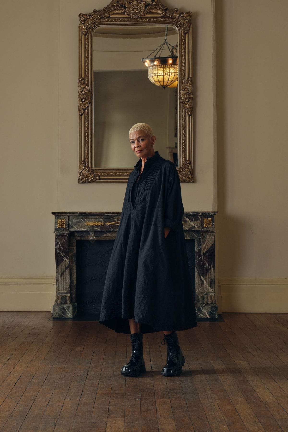 Marcel Tuxedo Dress - Cotton Poplin black