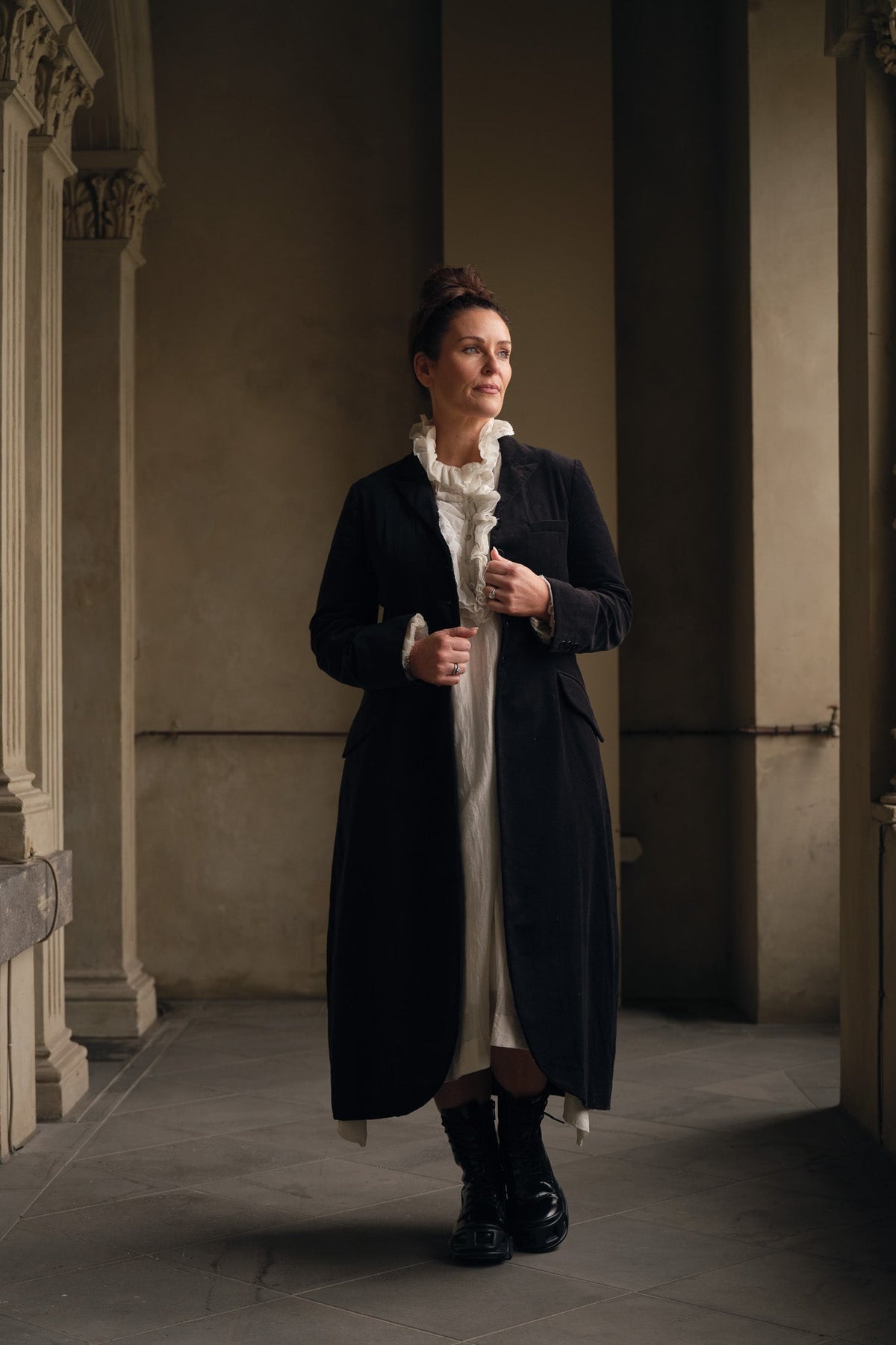 Arc Coat - Cotton Velvet black