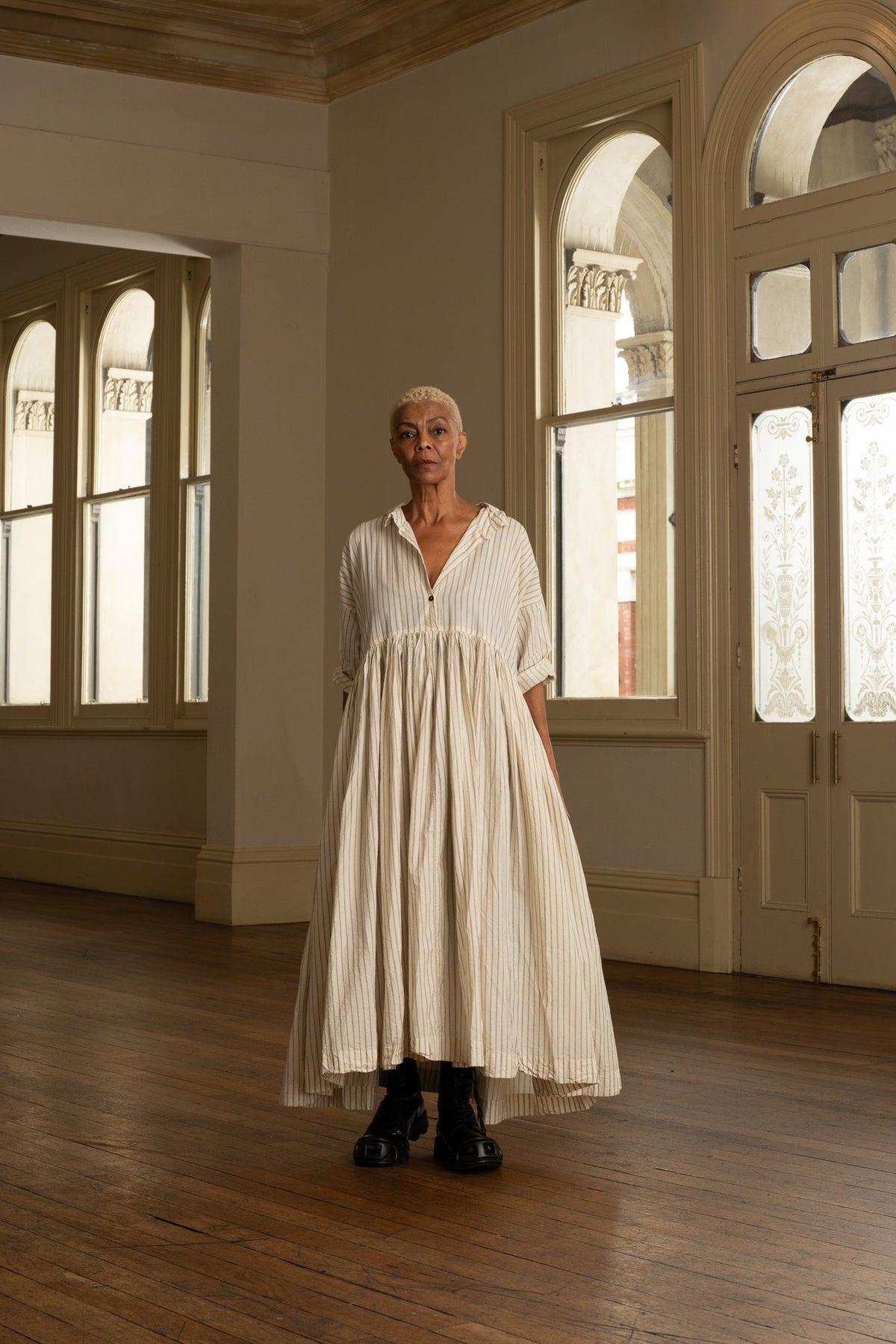 Edith Dress - Paper Cotton cream ticking