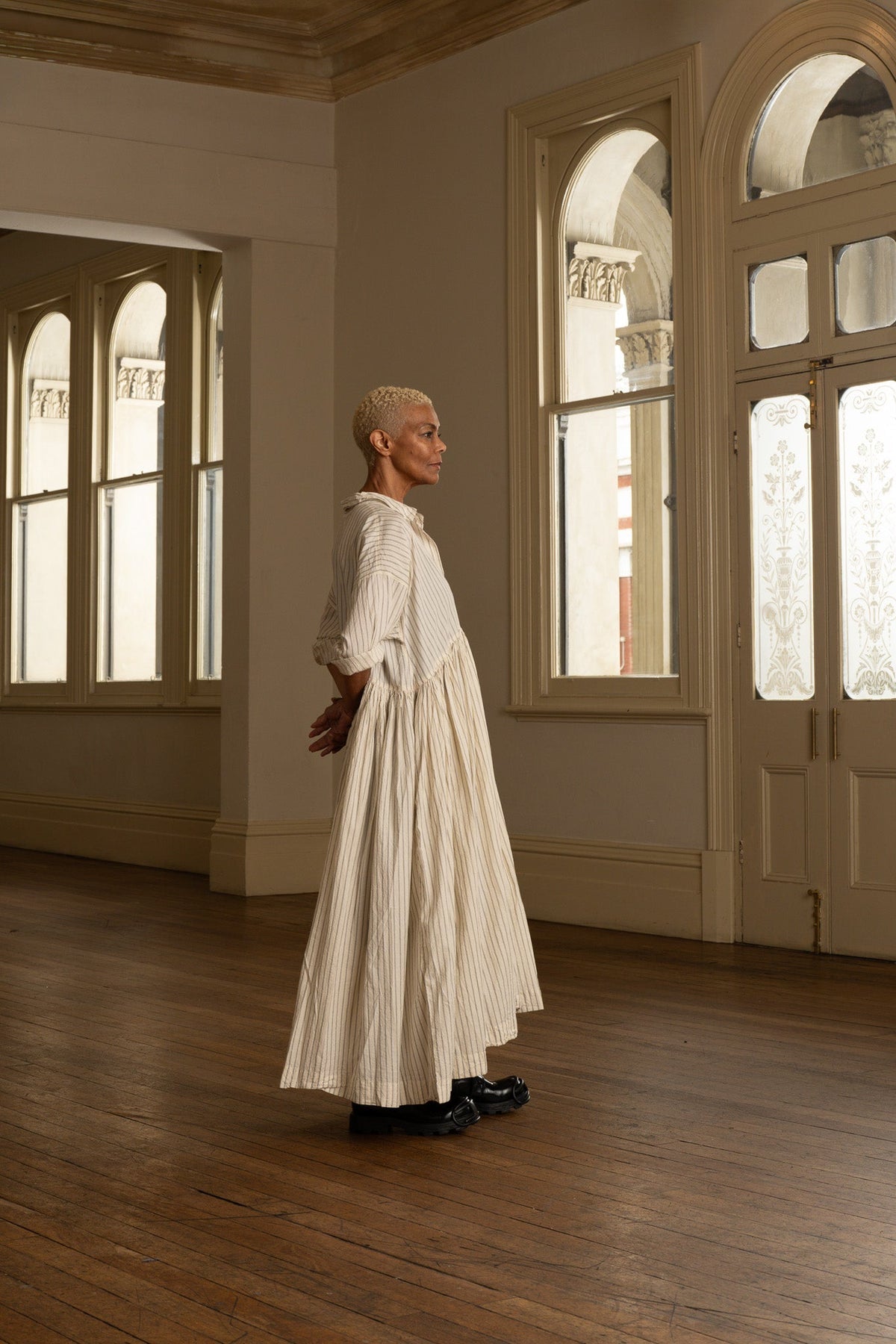 Edith Dress - Paper Cotton cream ticking