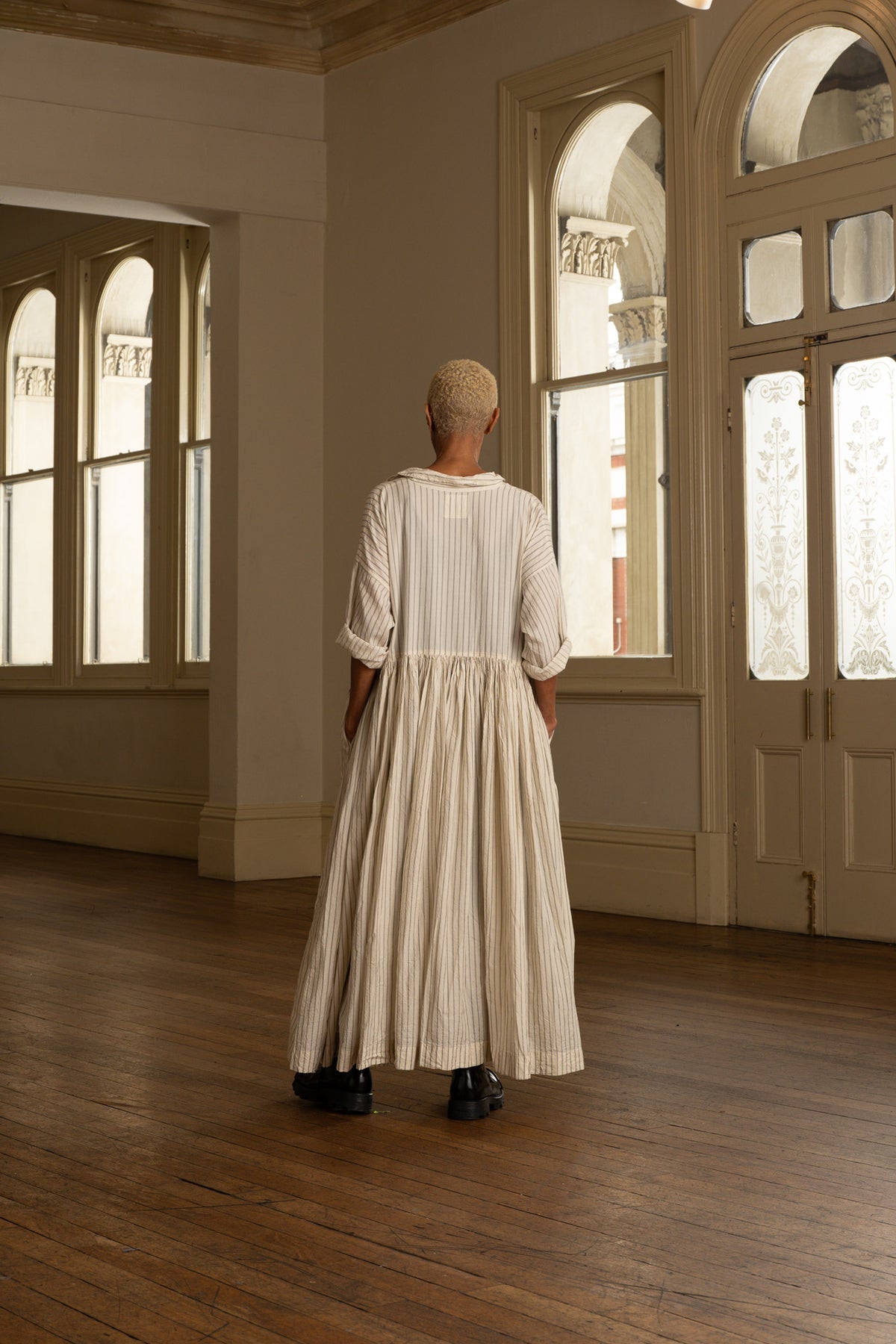 Edith Dress - Paper Cotton cream ticking