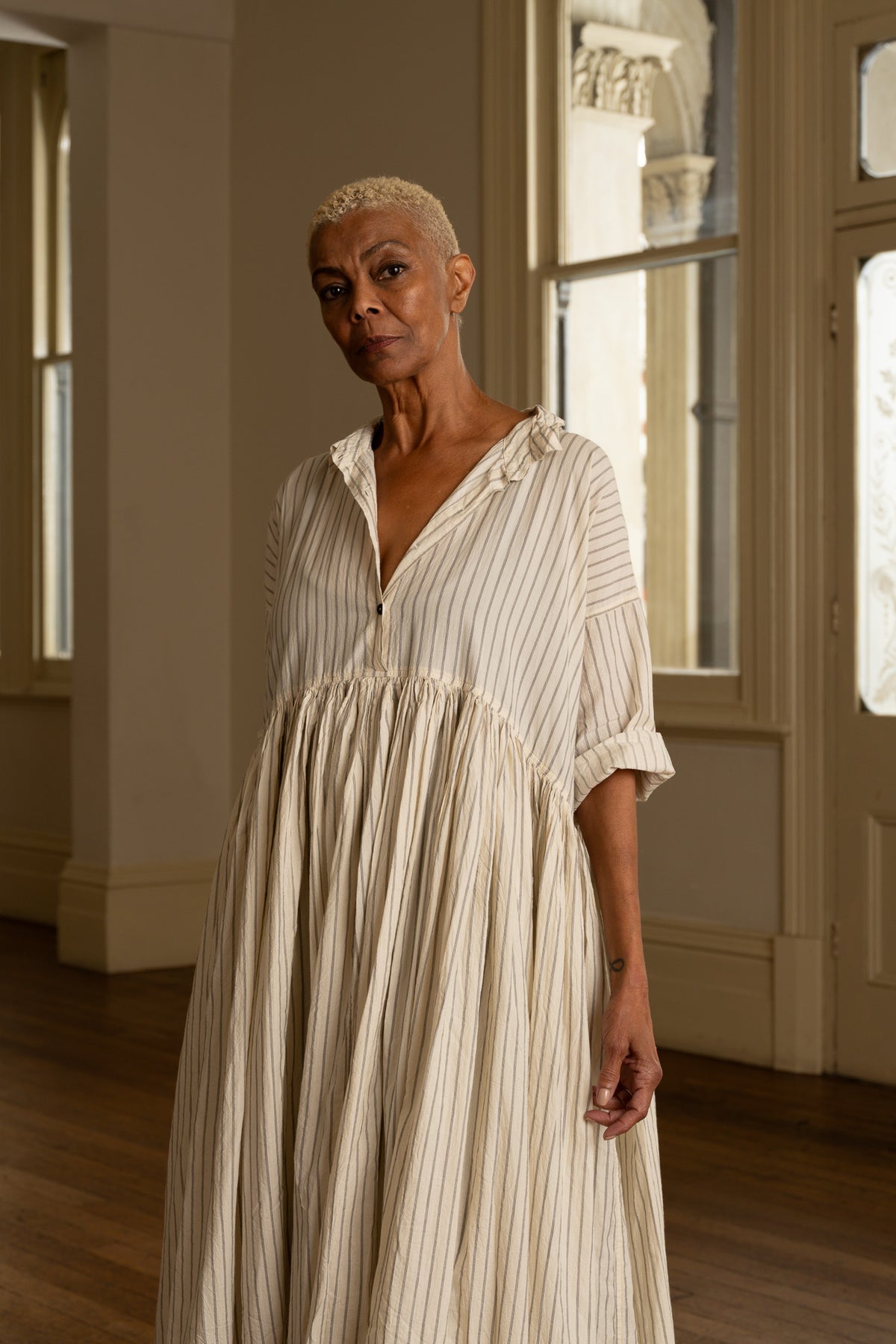 Edith Dress - Paper Cotton cream ticking