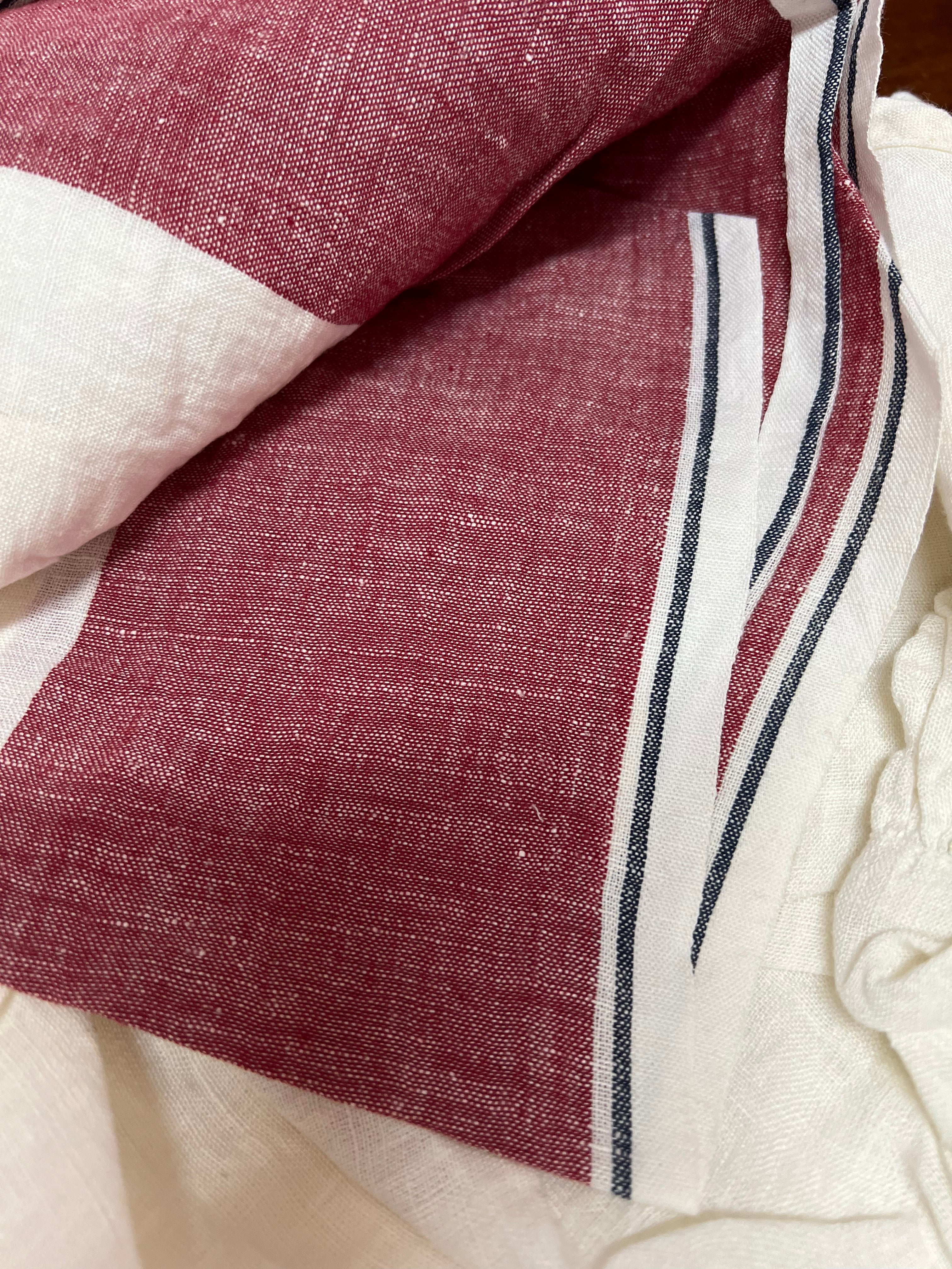 HIGH TEA SLIP DRESS - LINEN red stripe