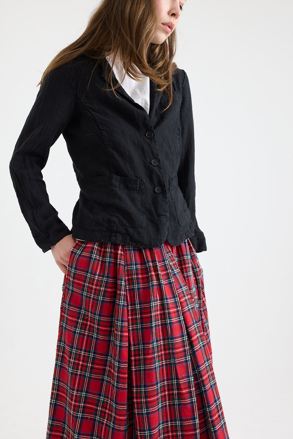 Lila Fitted Blazer - European Linen - Black