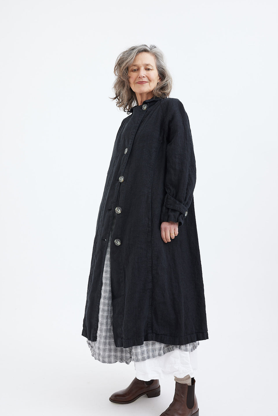 1915 Unisex Duster Jacket - Thick Linen - Black