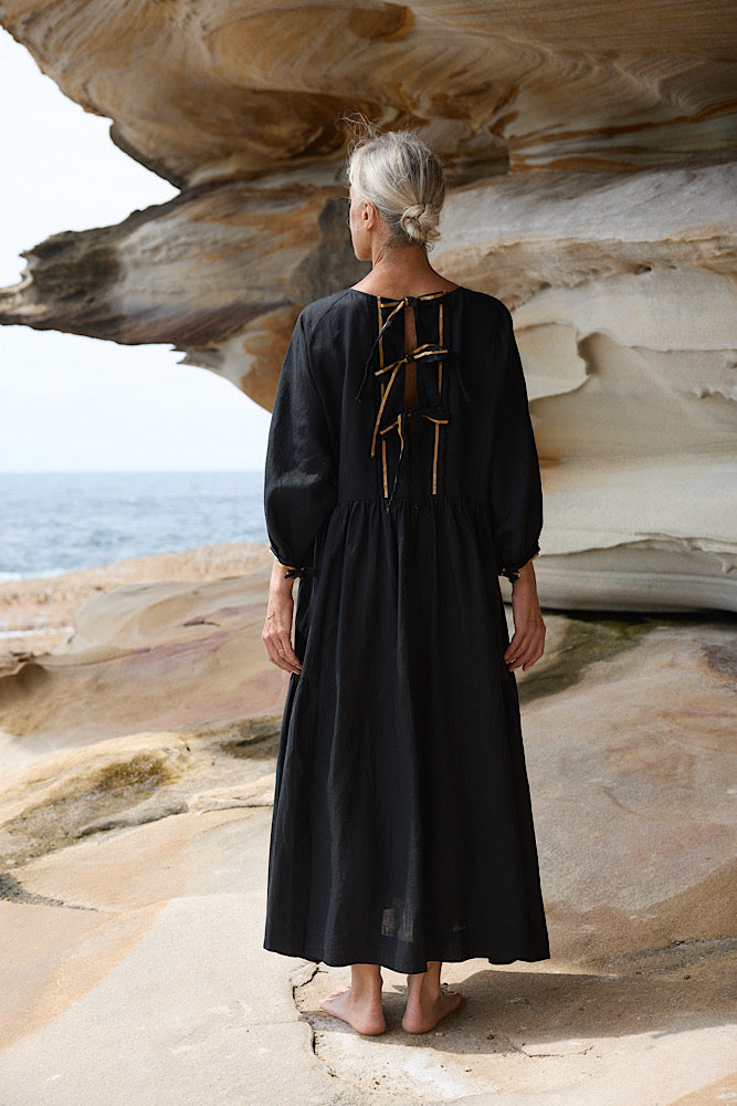 Belted Smock Dress Black