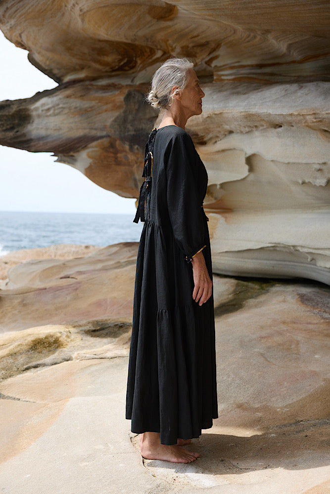 Belted Smock Dress Black