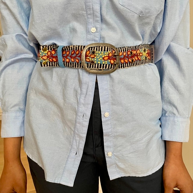Growing season embroidered wool Belt