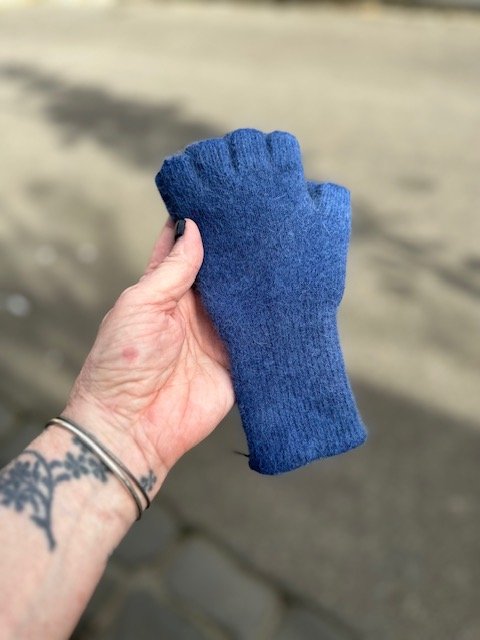 Angora/Lambswool Fingerless Gloves Medium Length Cuff