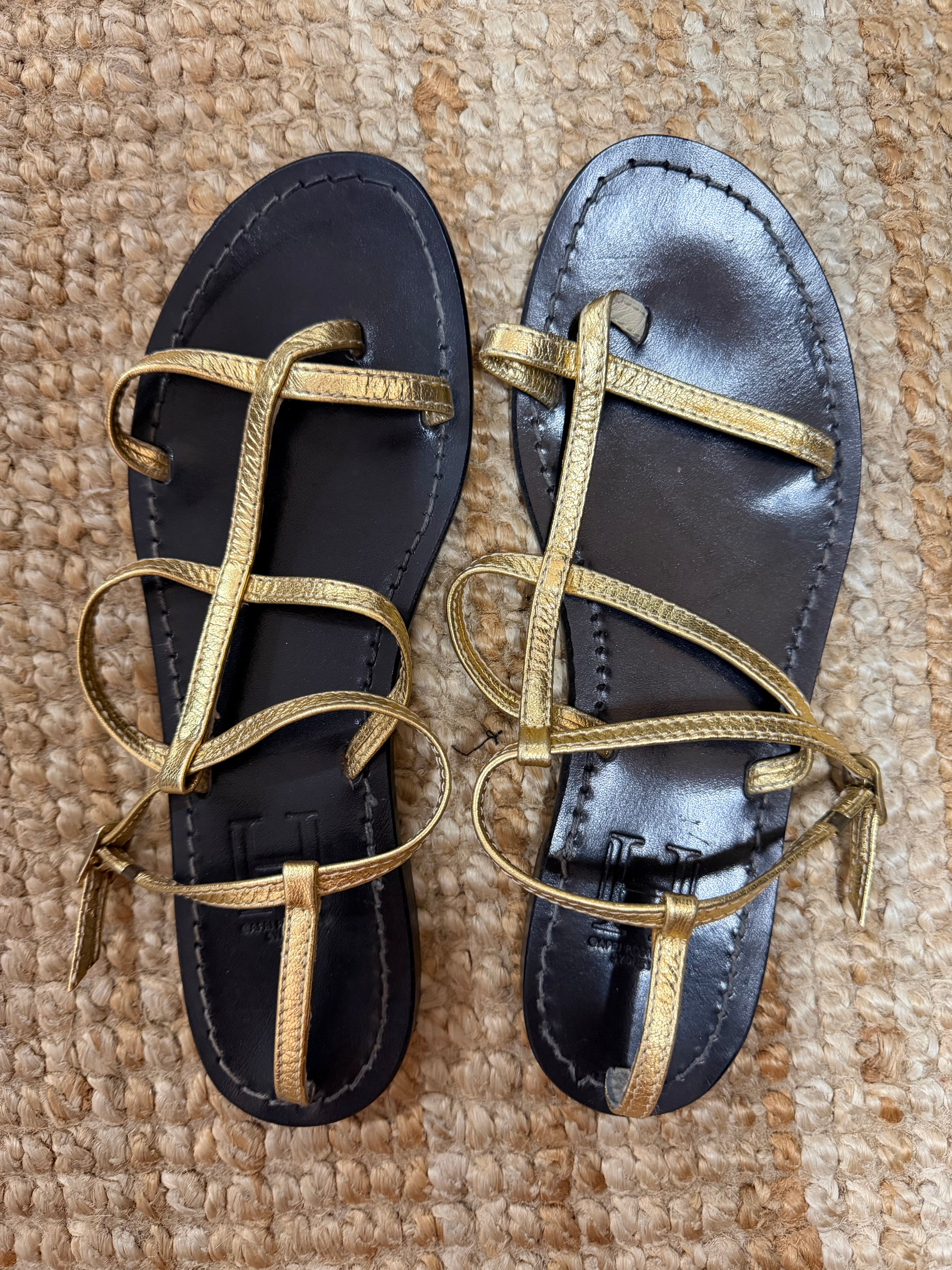 pre-loved capri positano gold sandals