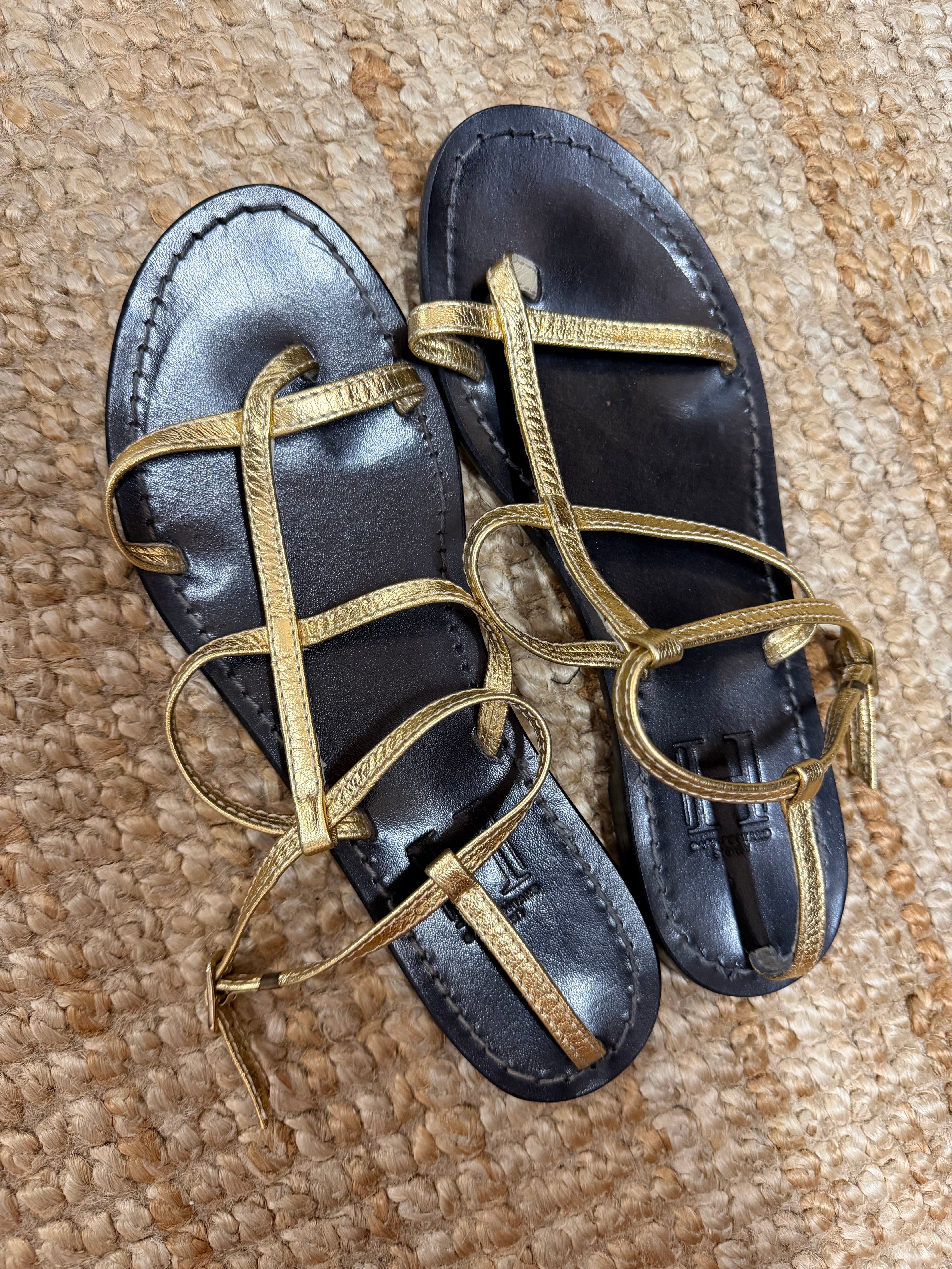 pre-loved capri positano gold sandals