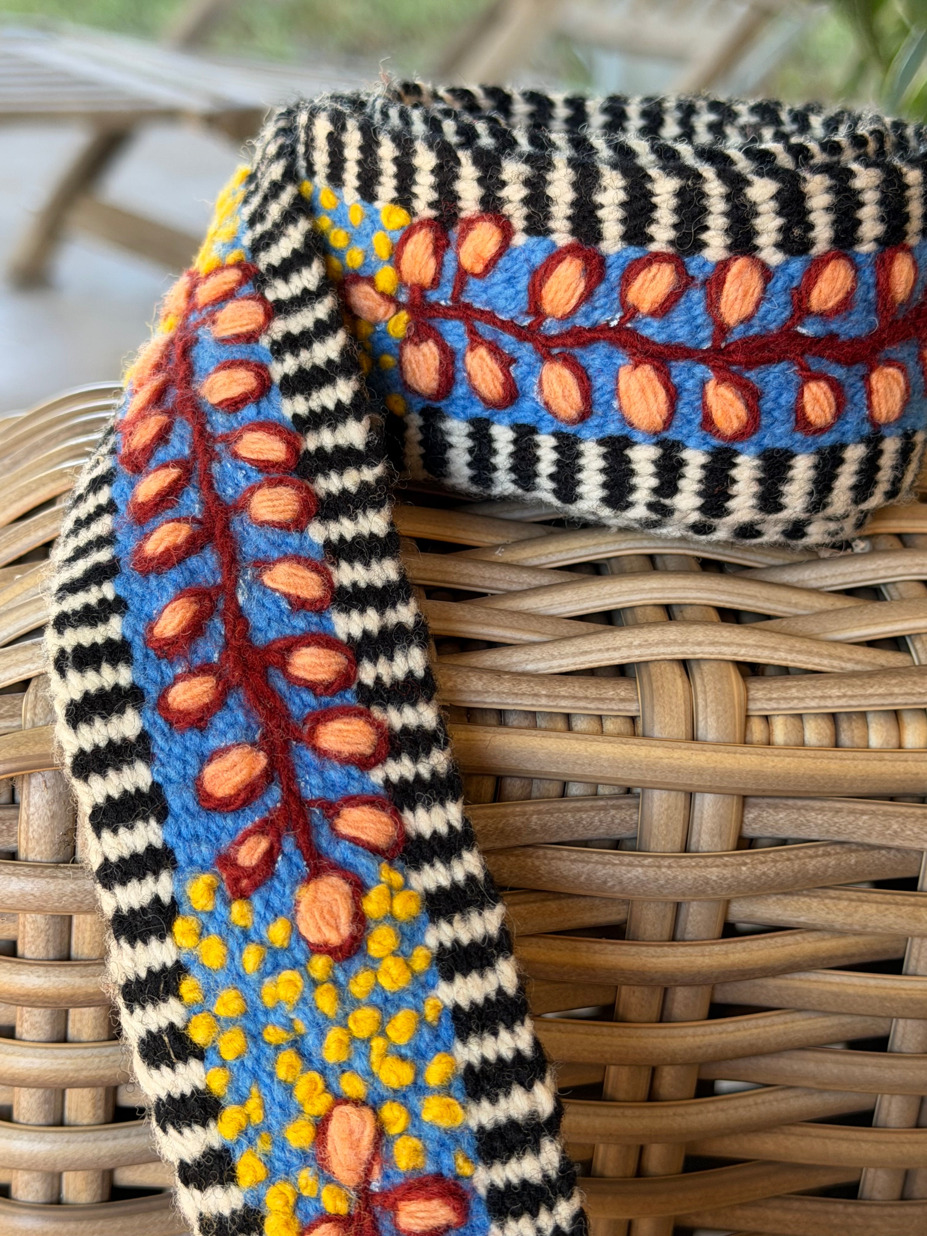 Growing season embroidered wool Belt