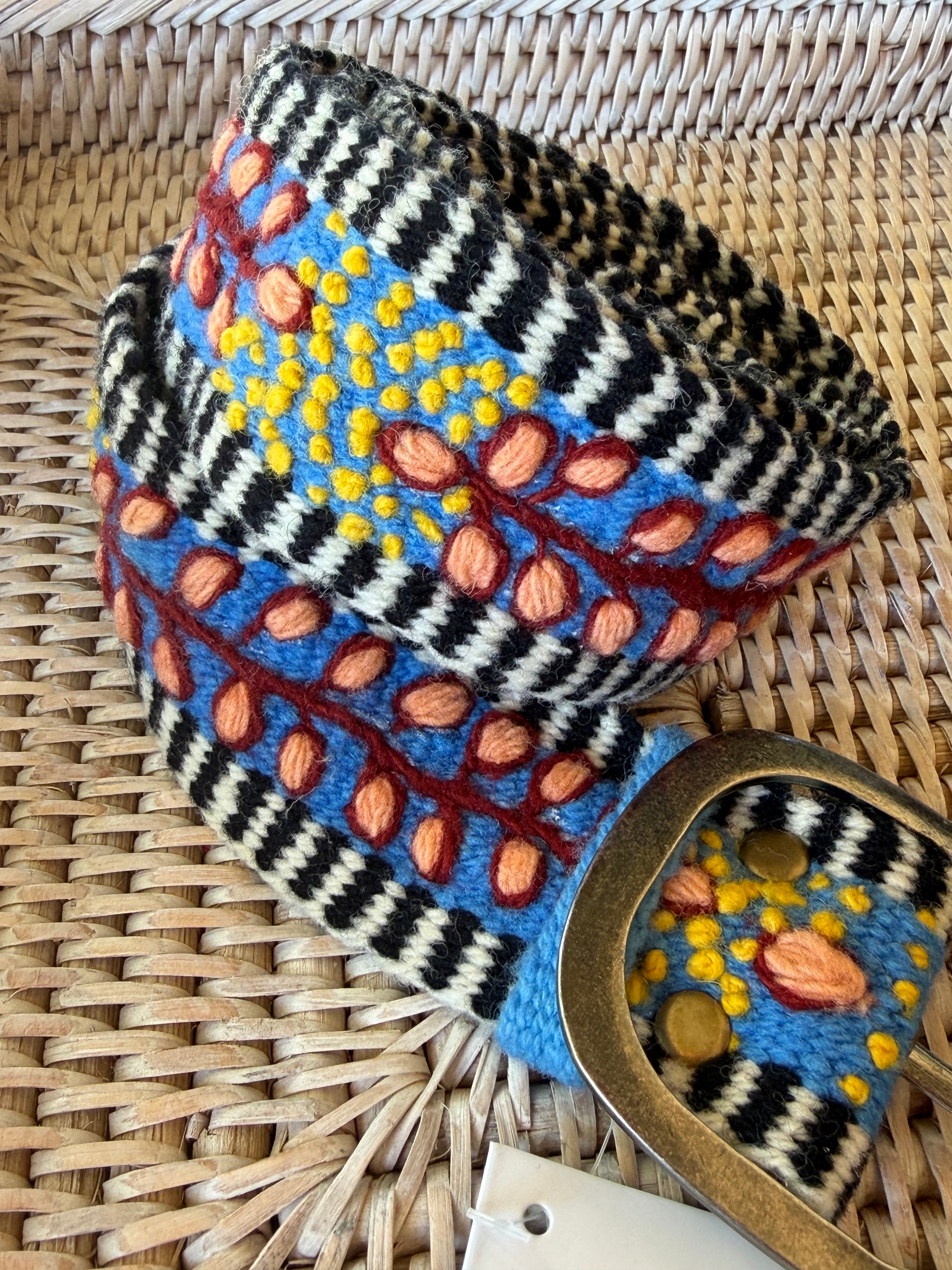 Growing season embroidered wool Belt