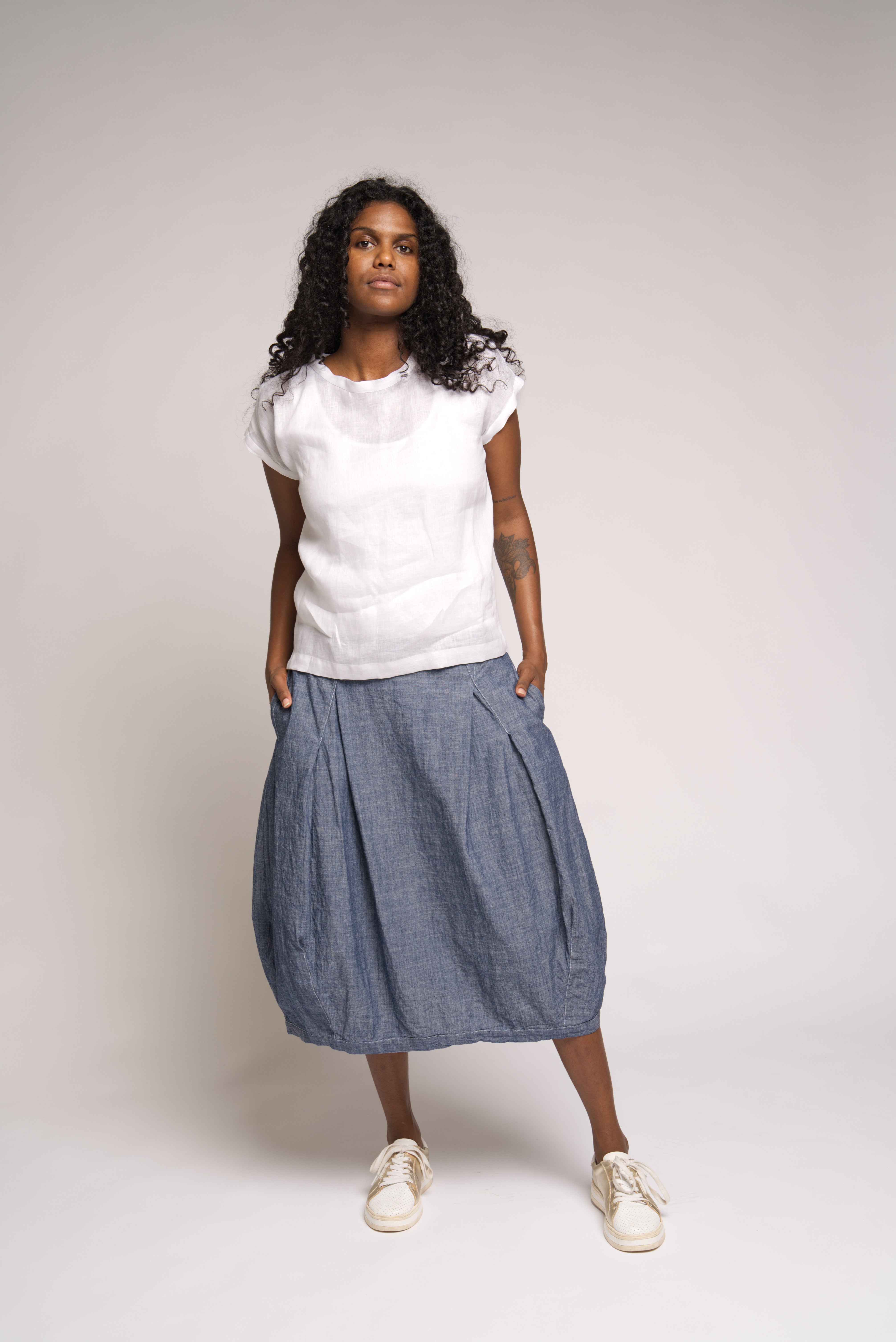 90's Y2K Hippie/Bohemian Vibes ”Otto” Patchwork Washed Denim Long Tulip  Skirt | Vintage.City
