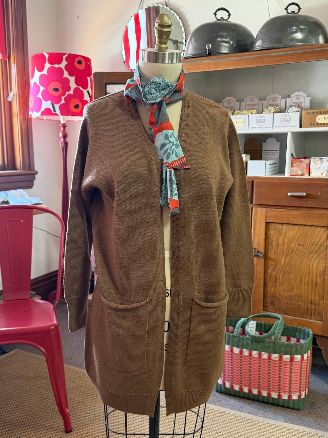 Loni merino wool long cardigan - coffee