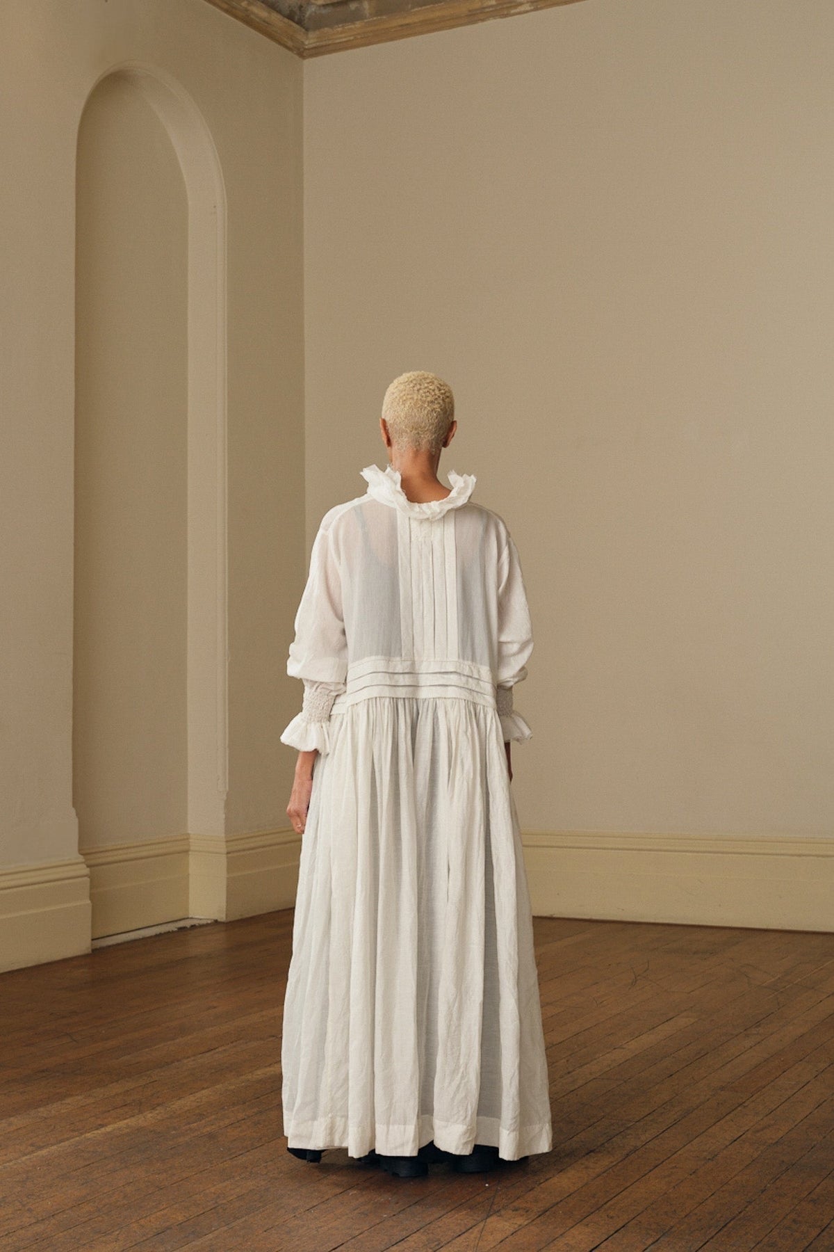 ODILE DRESS - SILK COTTON warm white