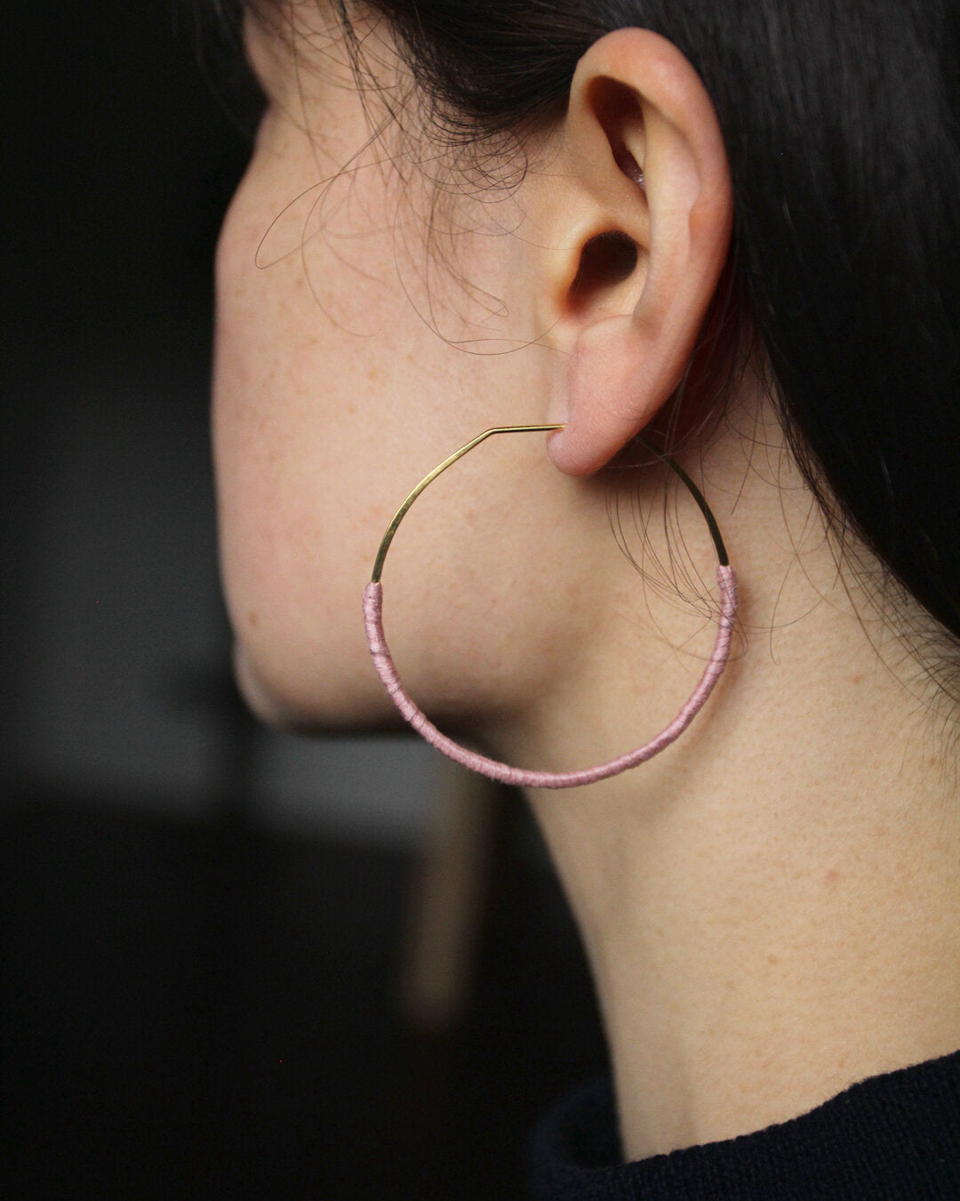 Woven Earrings Pink and Gold Plated