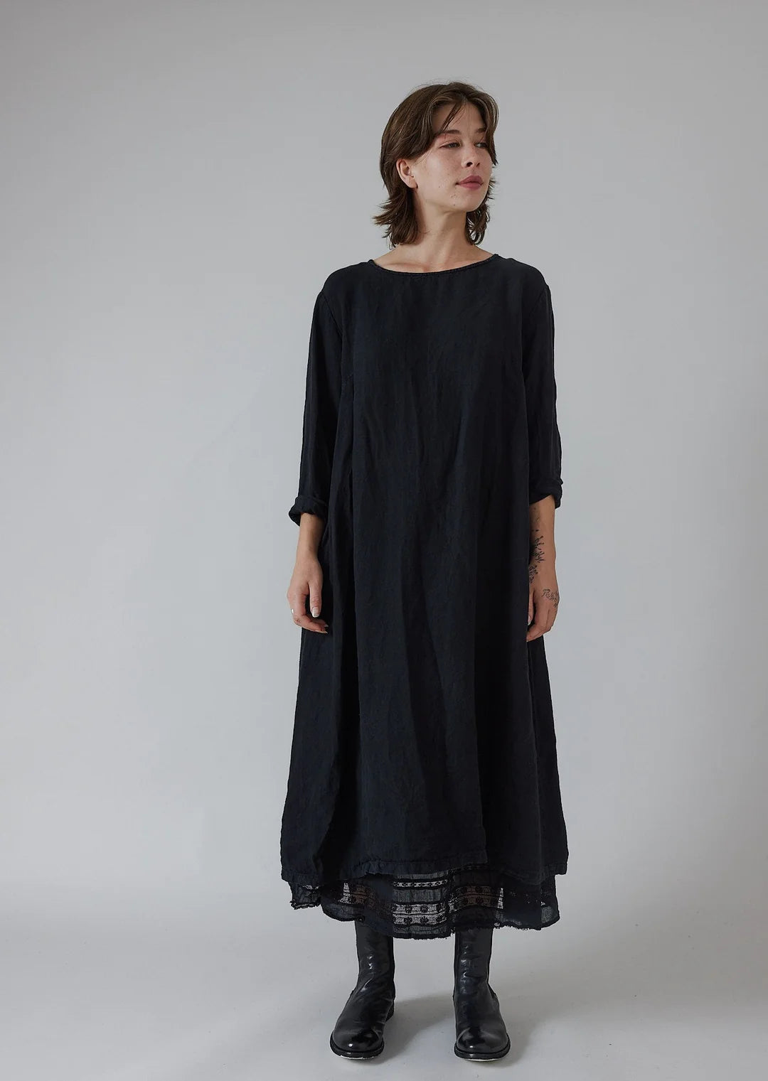 Elodie Dress - Black Linen