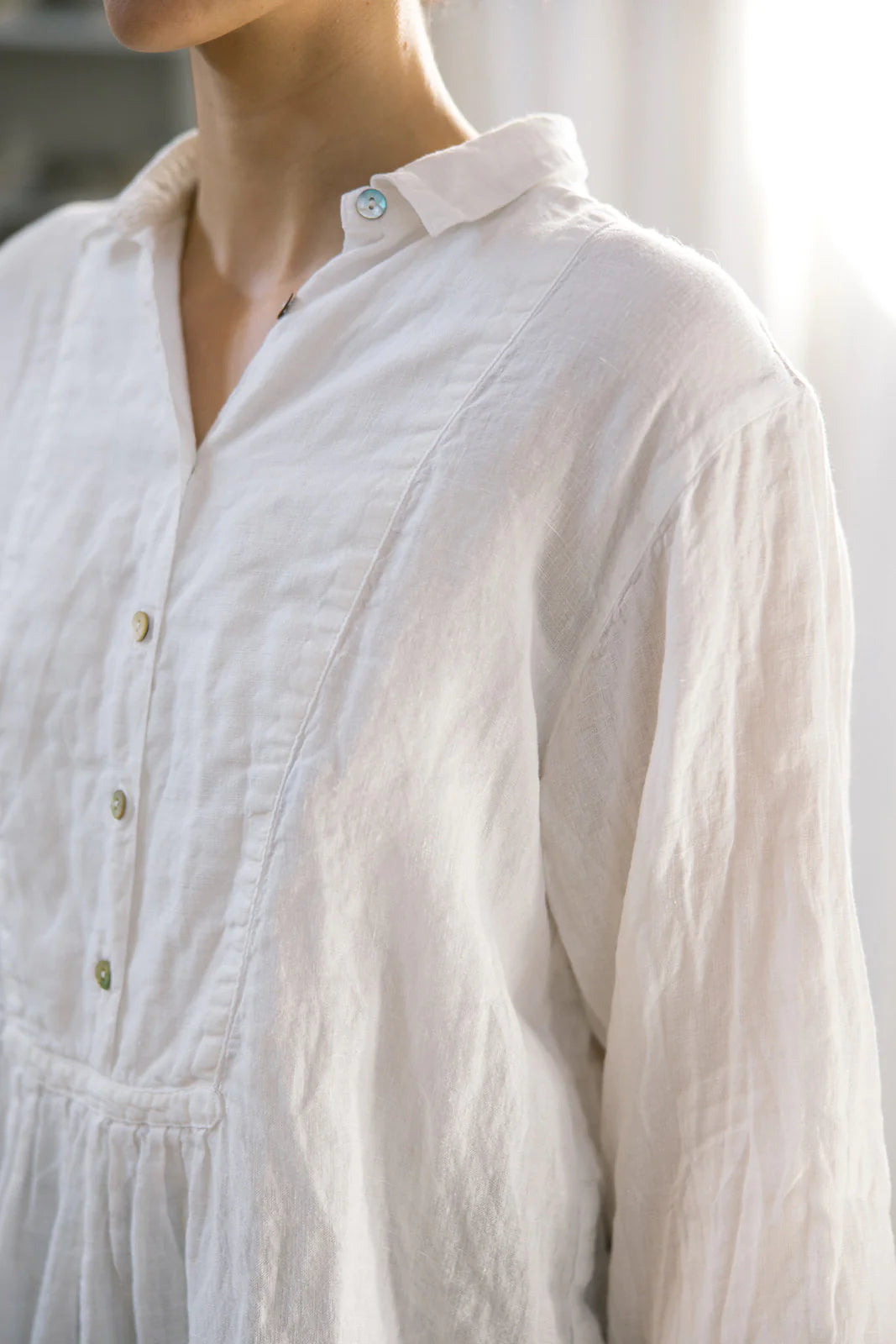 Francoise Night Shirt - Light Linen - White