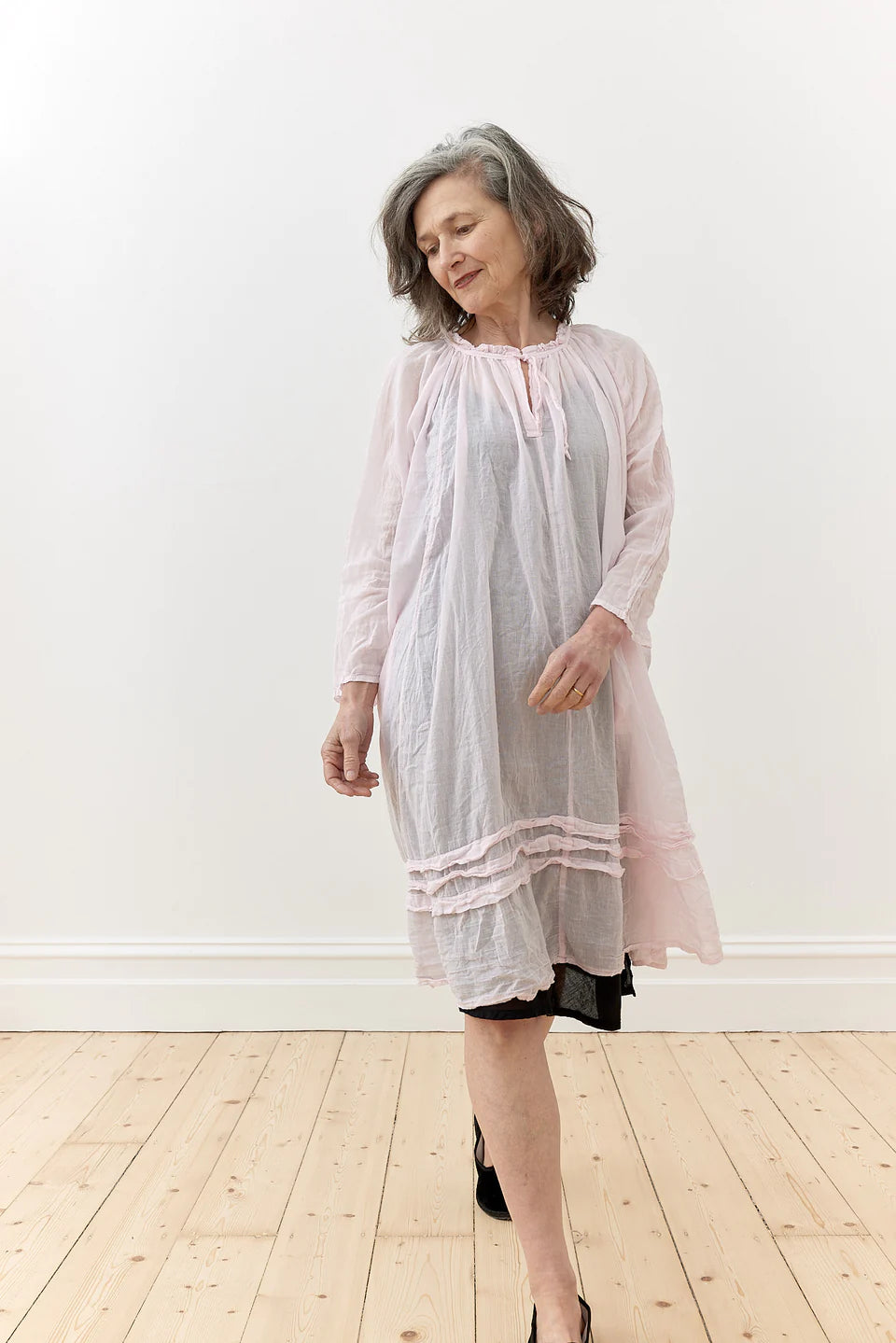 Tansy Raglan Sleeve Dress Cotton Voile - White