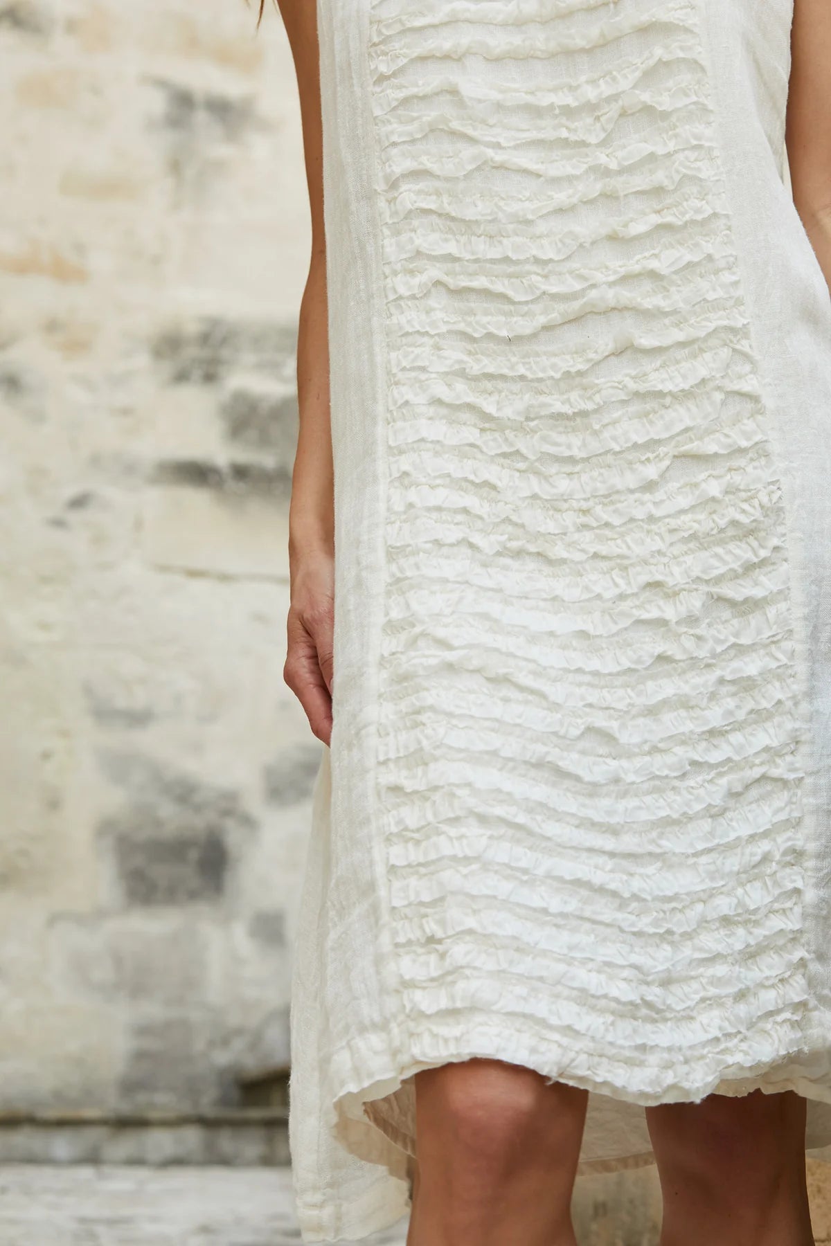 LIDIA DRESS LINEN & LACE - white