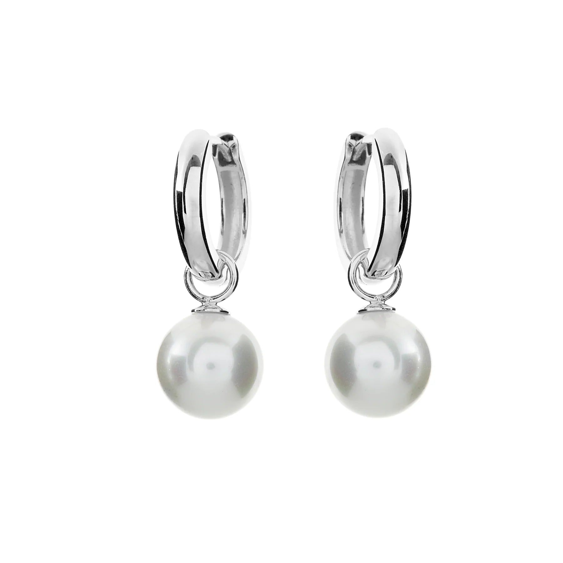 Clea Silver & Pearl Hoop Earrings