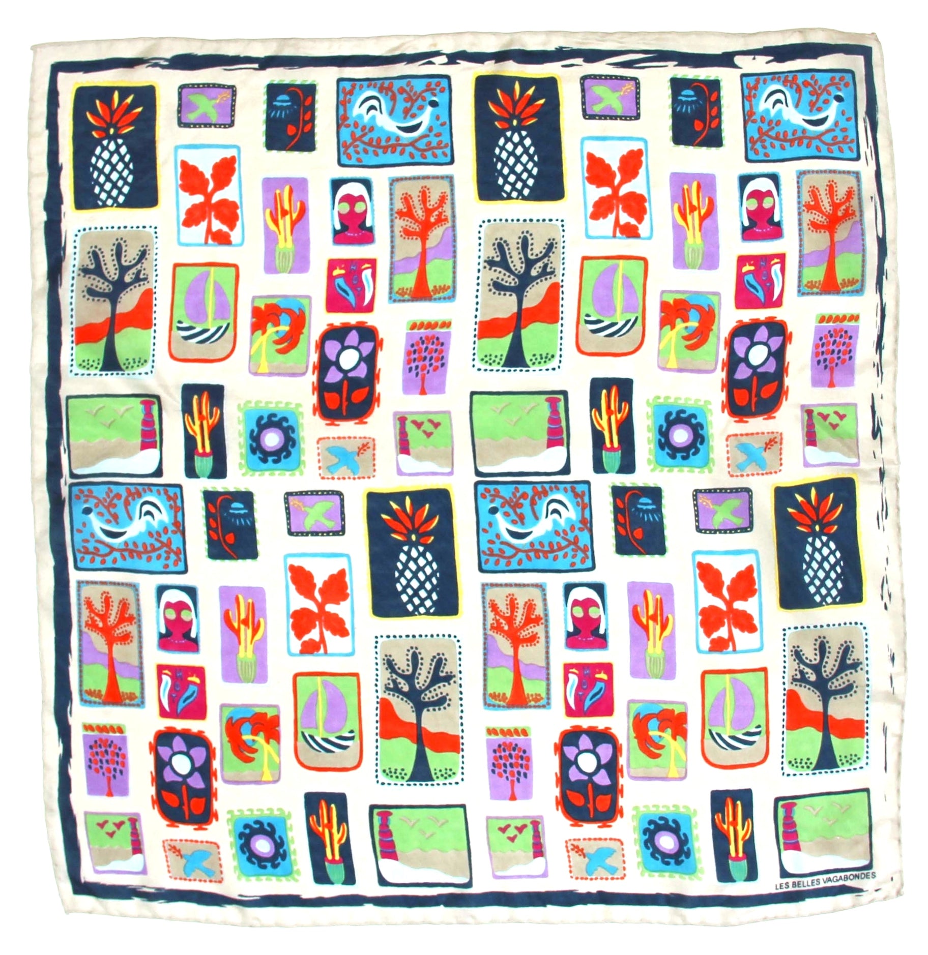 Silk scarf - Mini Marine Postcard