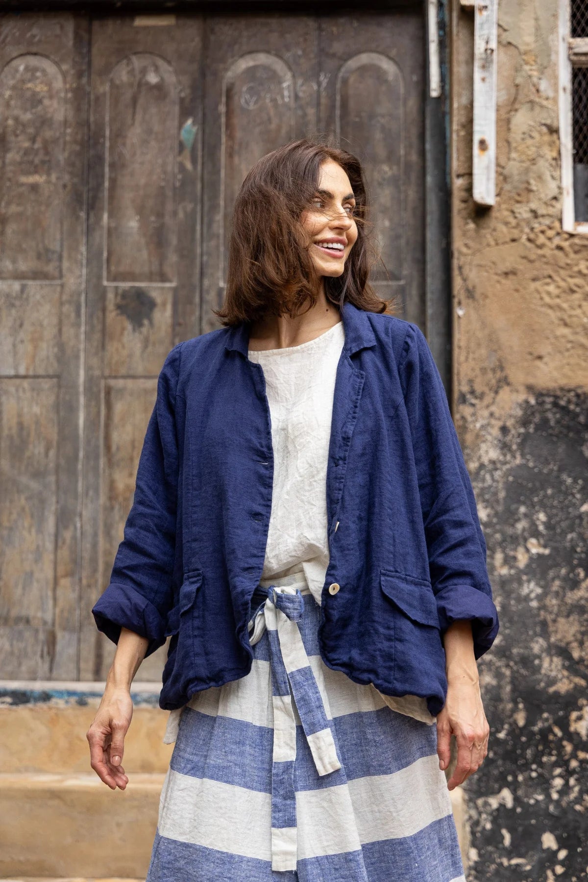 Baridi Jacket - Linen - Indigo