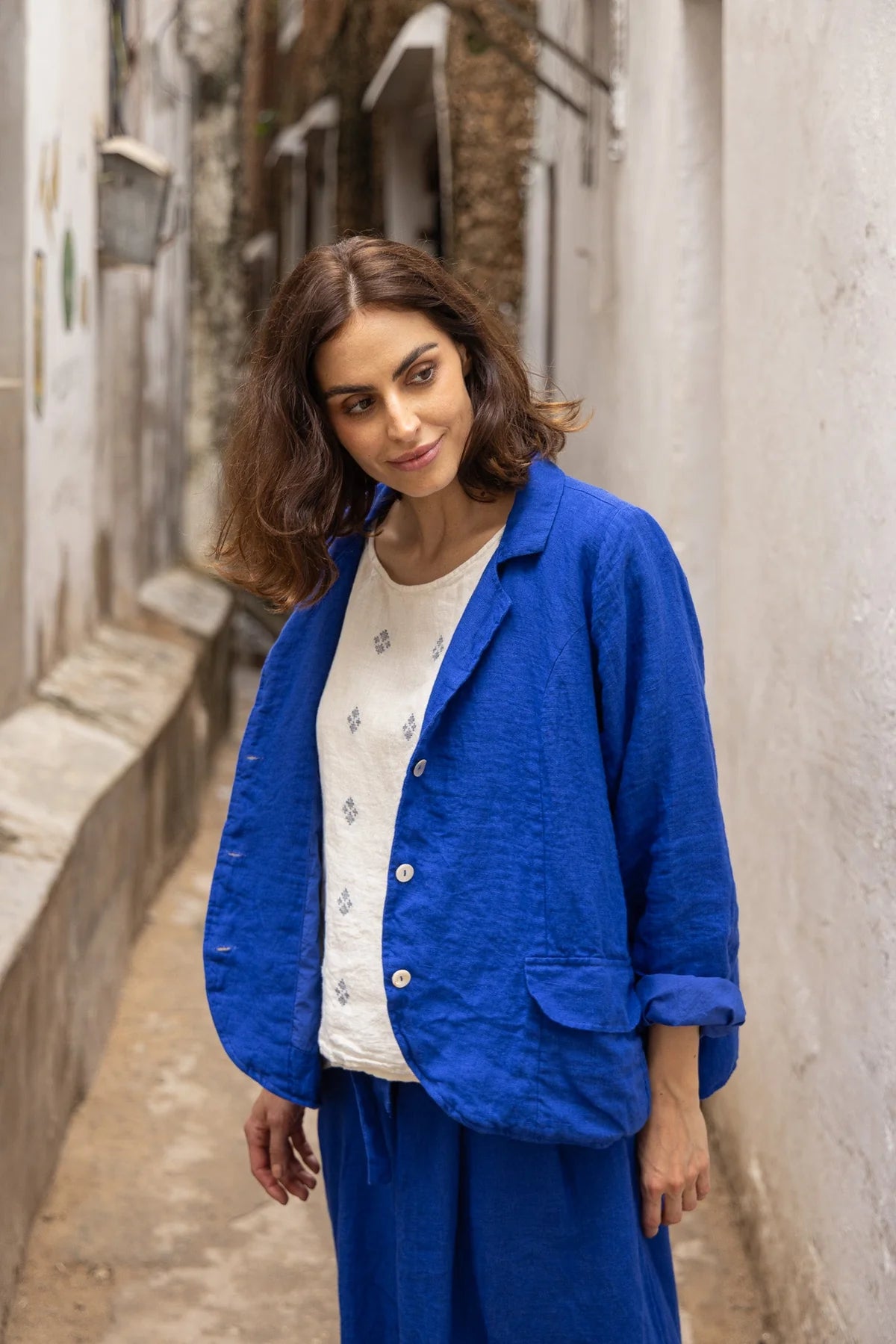 Baridi Jacket - Linen - Cobalt