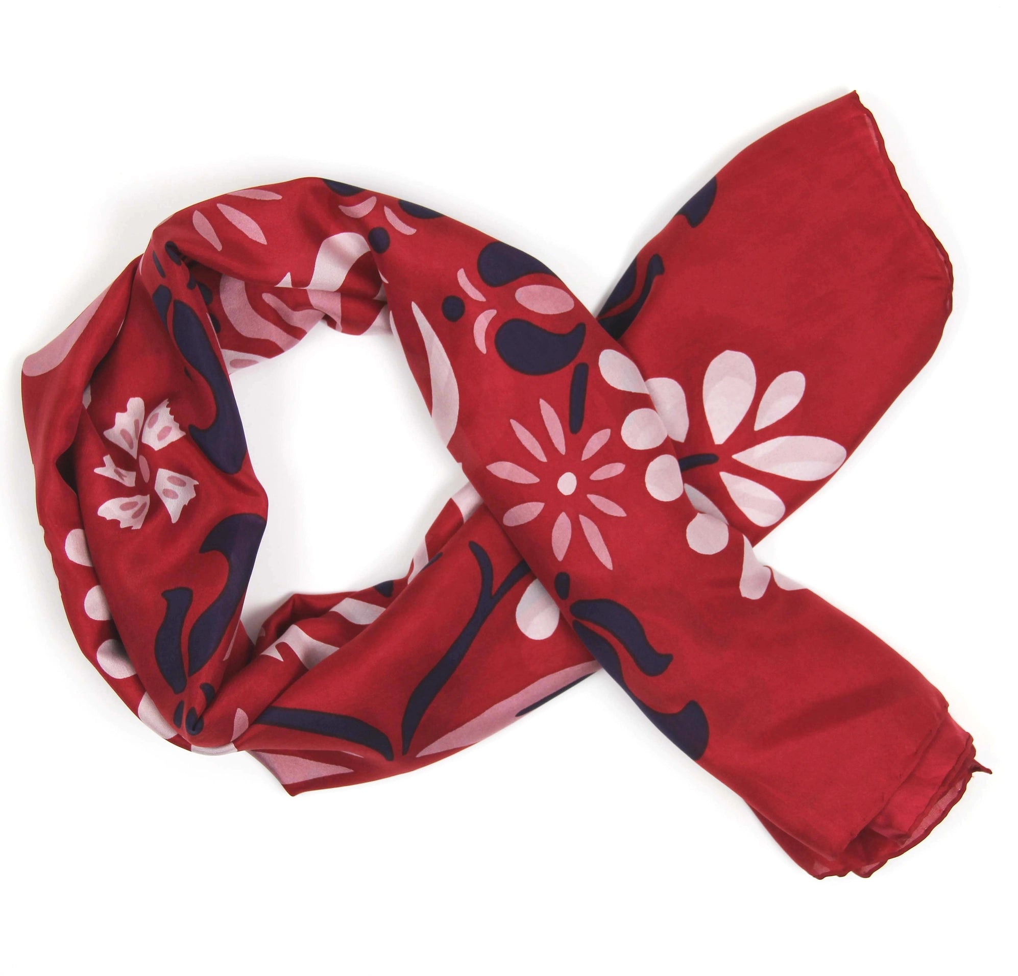 Large Silk scarf - Helena Red Silk Square