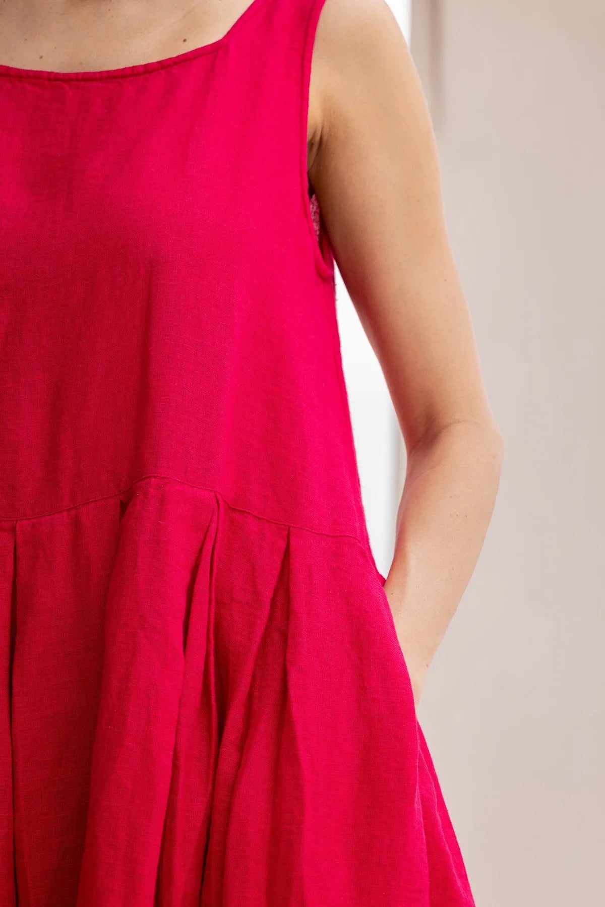 Binti Dress - Linen - Fuchsia