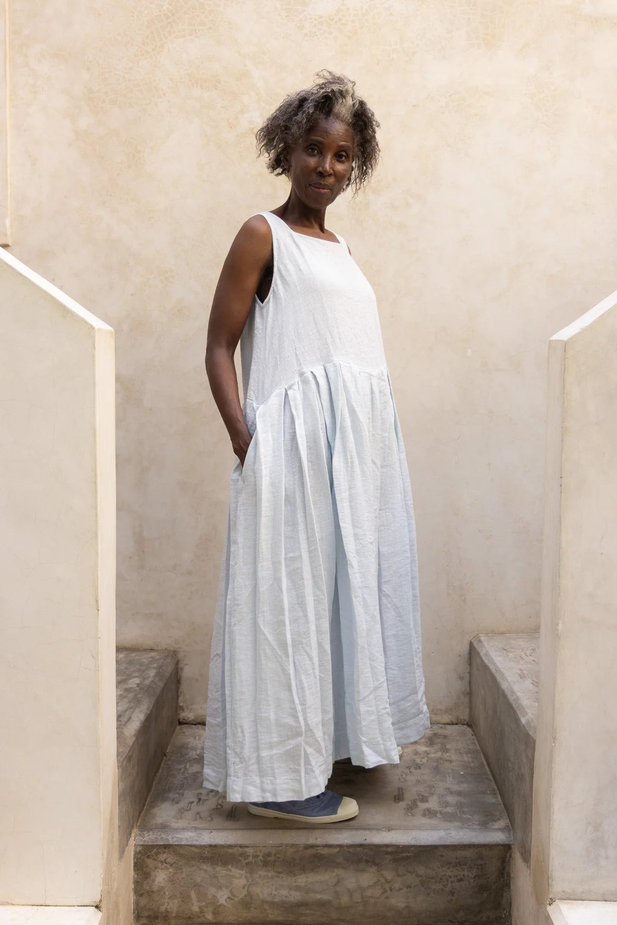 Binti Dress - Linen - Ice