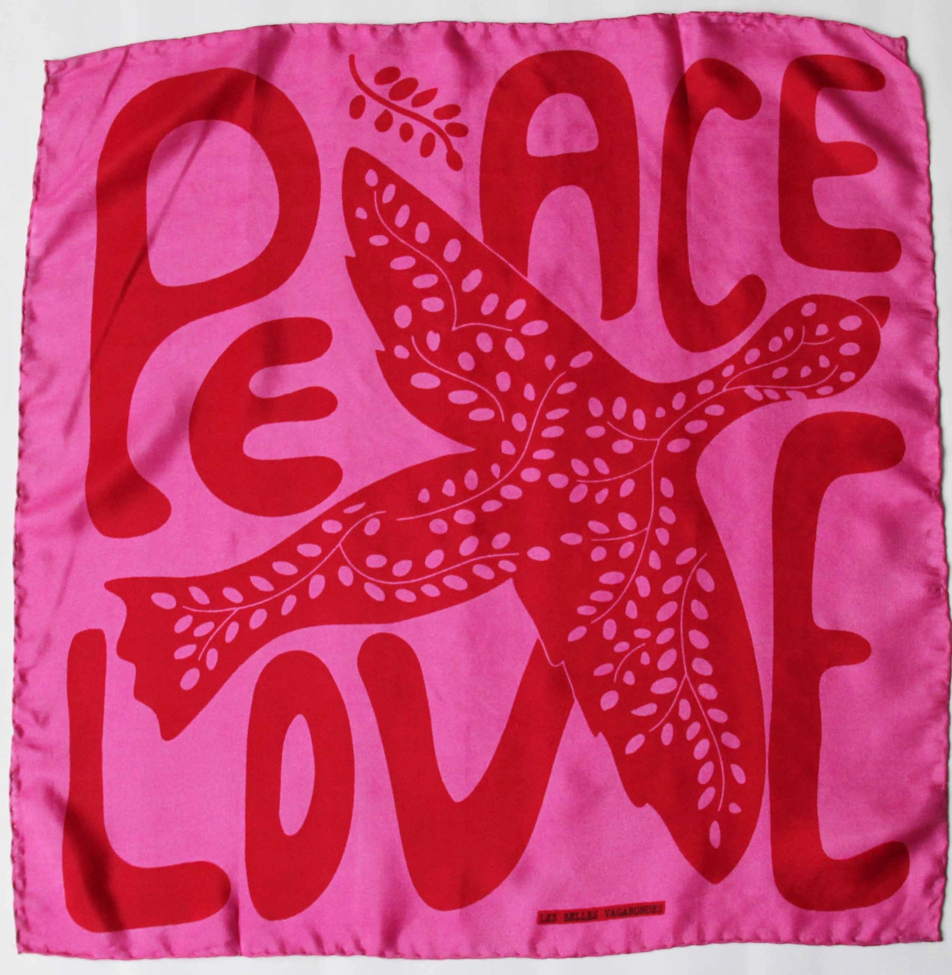 Silk scarf - Peace and Love Fuchsia