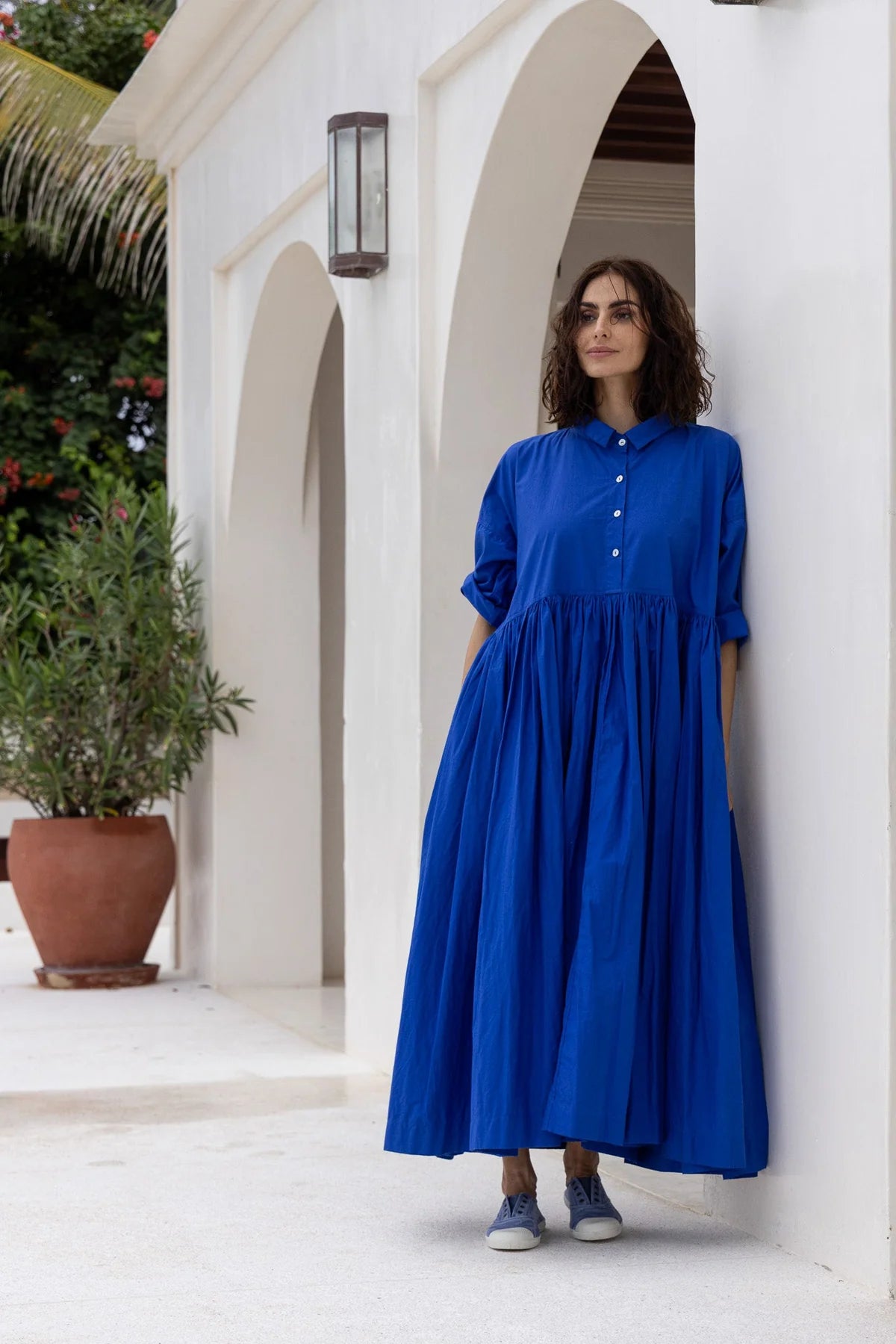 Edith Dress - Cotton Poplin - Cobalt
