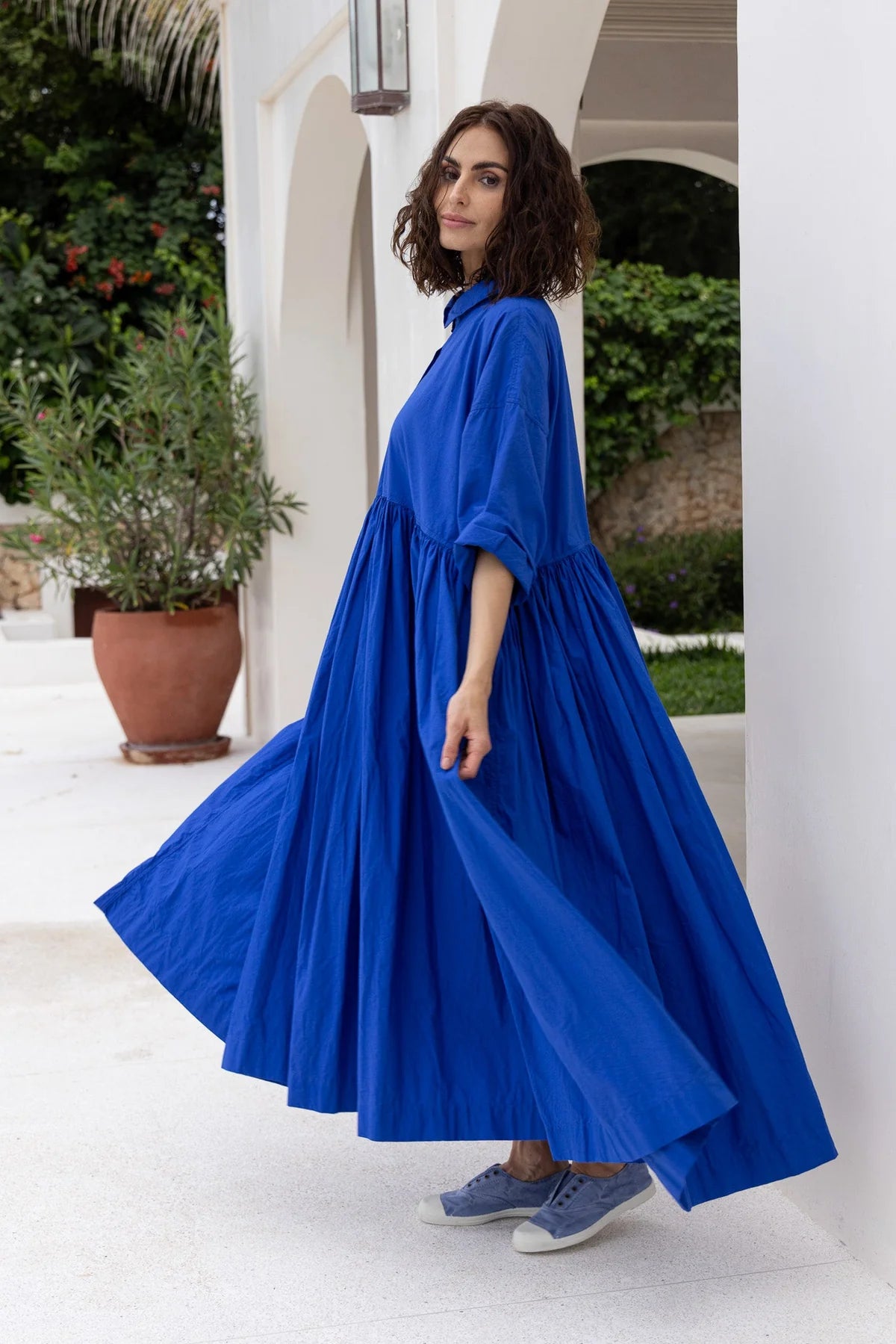 Edith Dress - Cotton Poplin - Cobalt