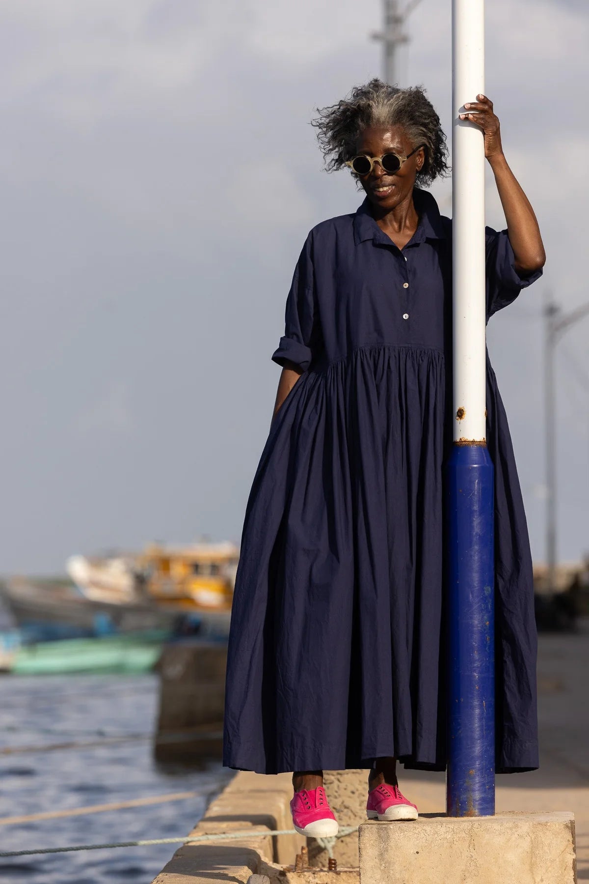 Edith Dress - Cotton Poplin - Indigo