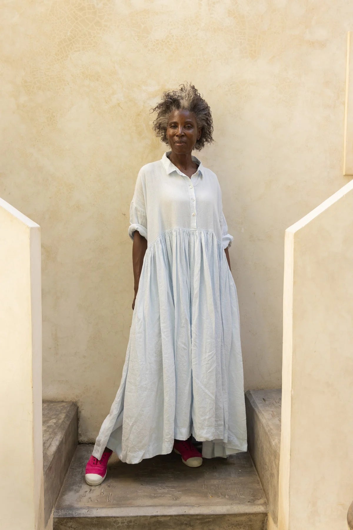 EDITH DRESS - linen - ice