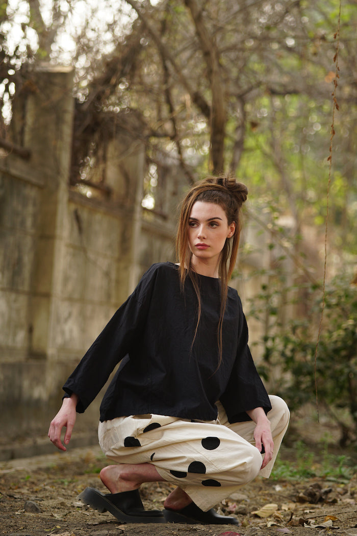 Dominique Top Cotton Twill - Black