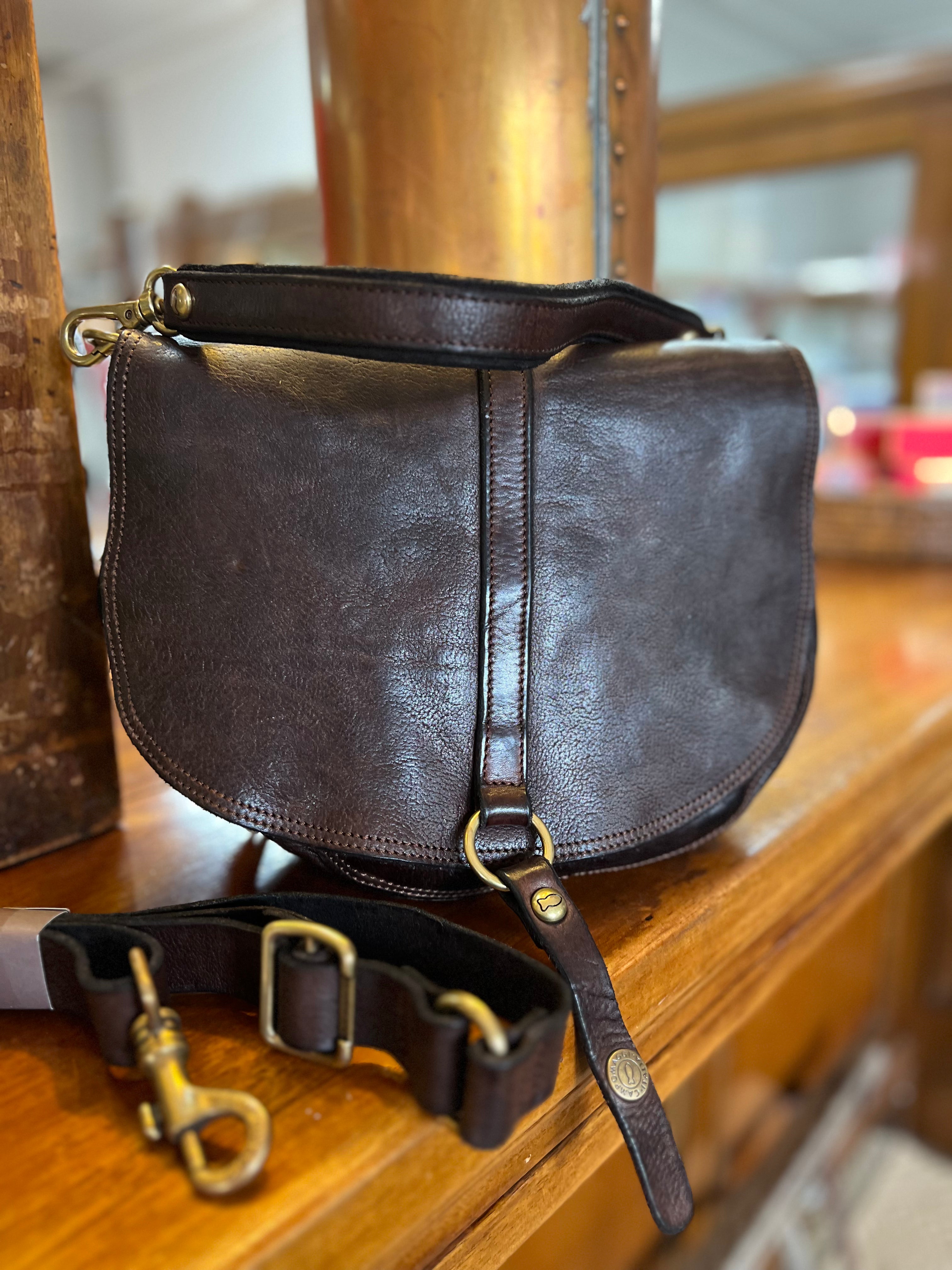 Eracle Shoulder Bag with Brass Ring - Dark Brown